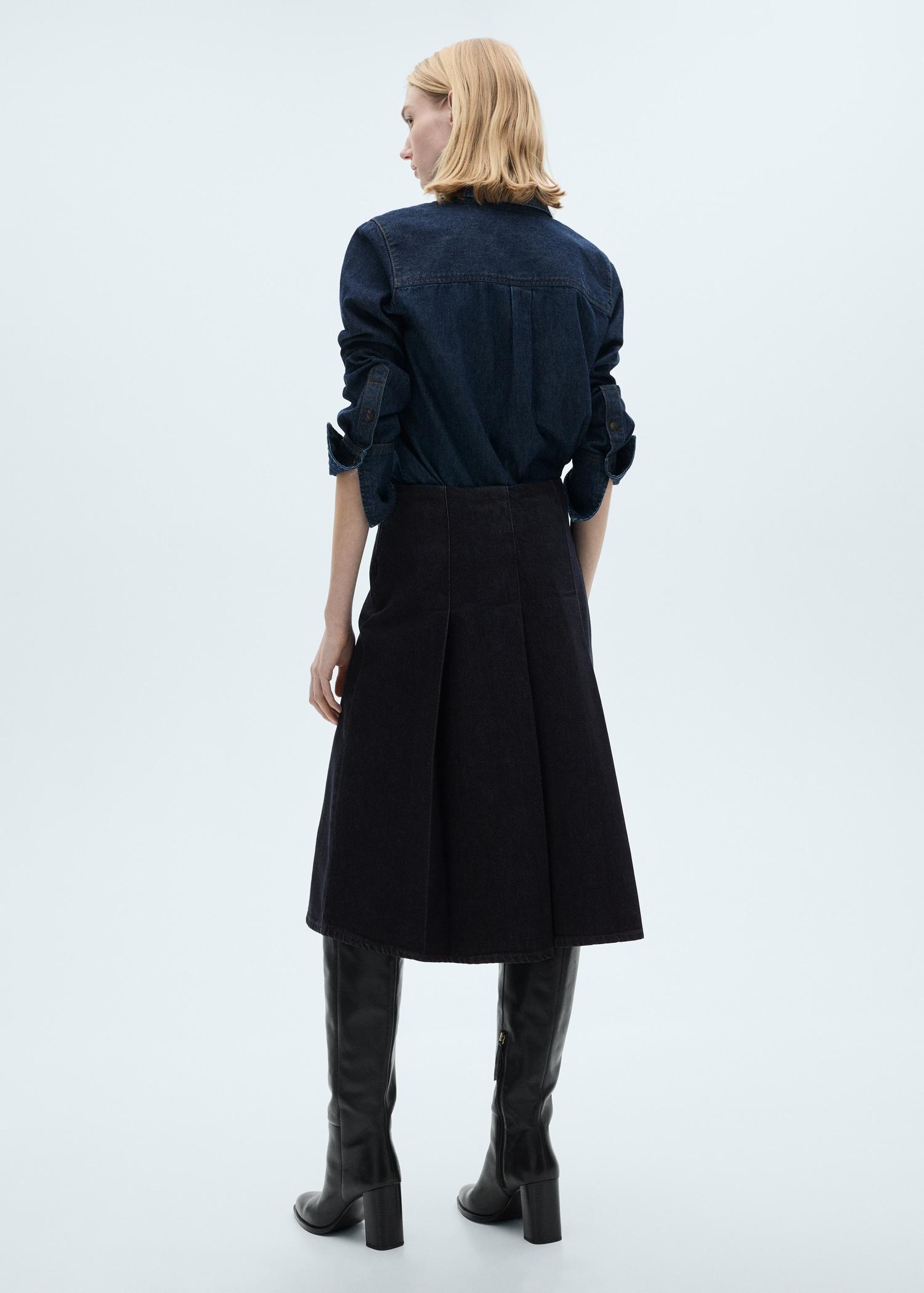 Rinse-wash midi-skirt with buckle - Women | MANGO USA Product Image