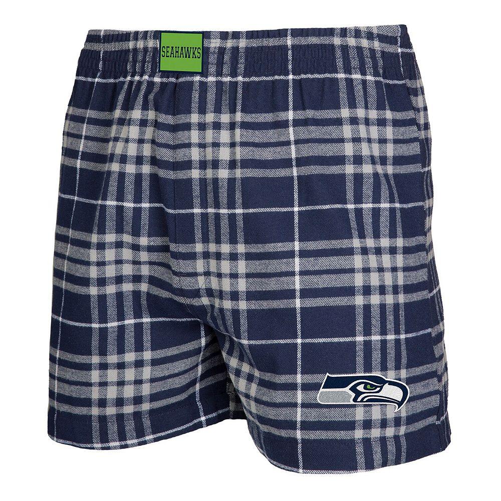 Men's Concepts Sport Navy/Gray Seattle Seahawks Concord Flannel Boxers, Size: 2XL, Blue Product Image