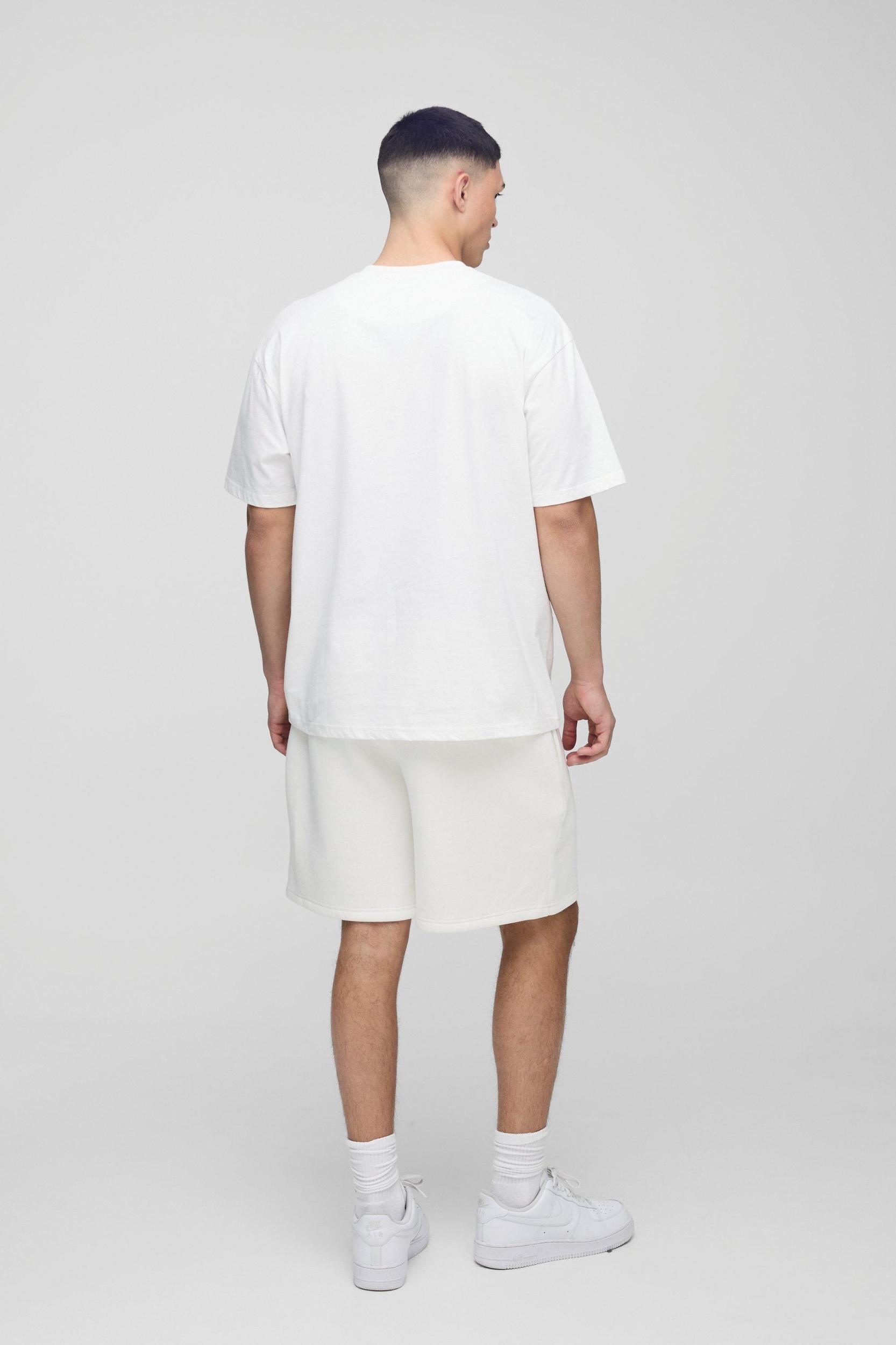 Oversized Mesh Applique Homme T-Shirt And Short Set | boohooMAN USA Product Image