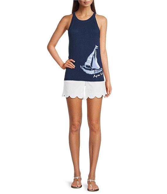 Lilly Pulitzer Emra Knit Apres Sail Jacqaurd Round Halter Neck Sleeveless Tank Product Image
