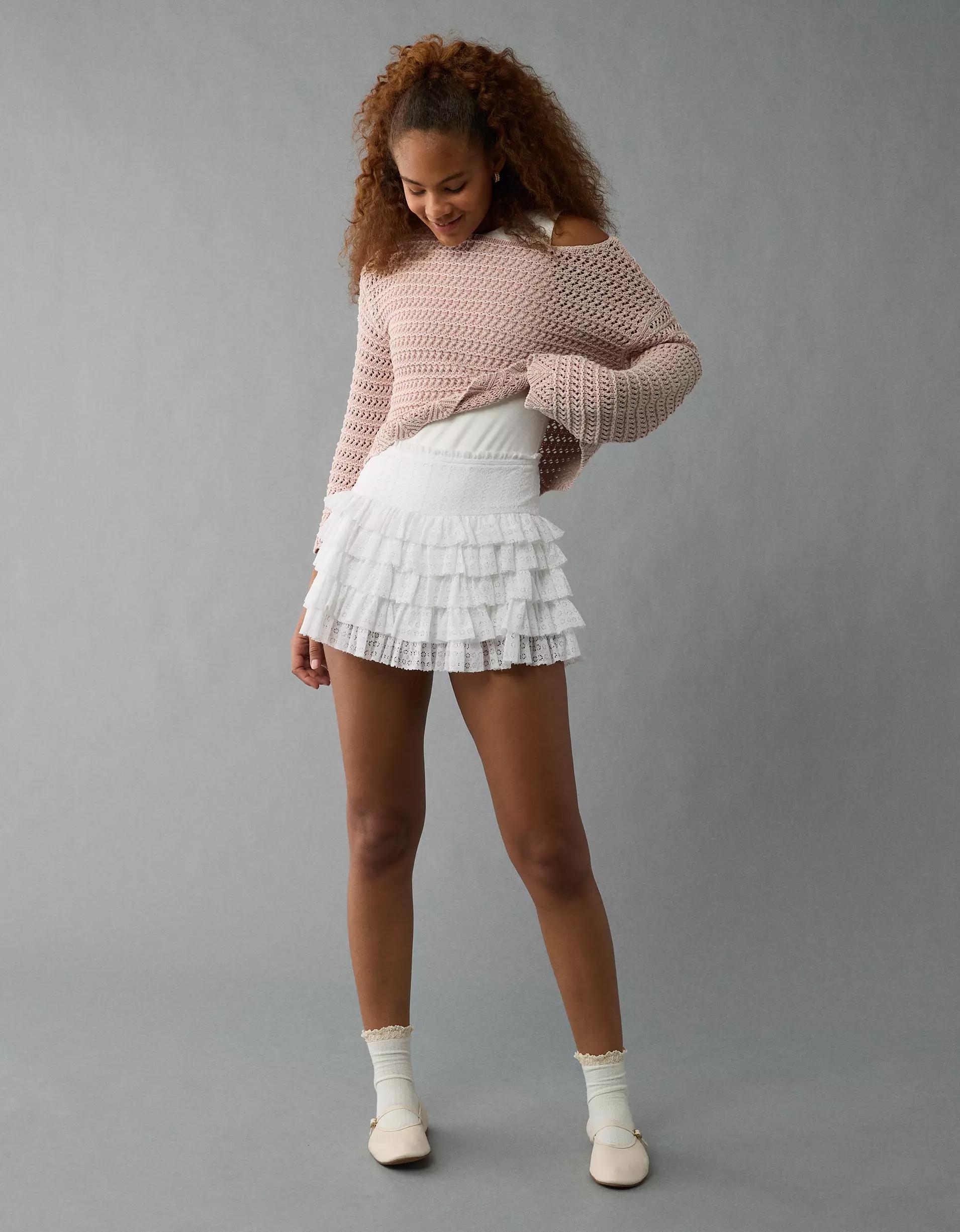 AE Ballet Neck Open Knit Sweater Product Image