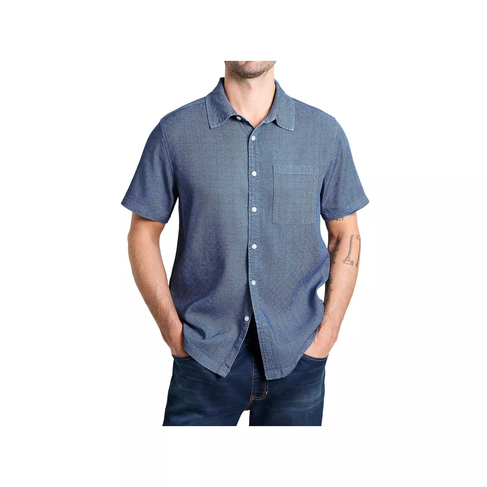 Men's WEARFIRST Short Sleeve Button-Down Chambray Shirt, Size: Large, Dark Printed Product Image