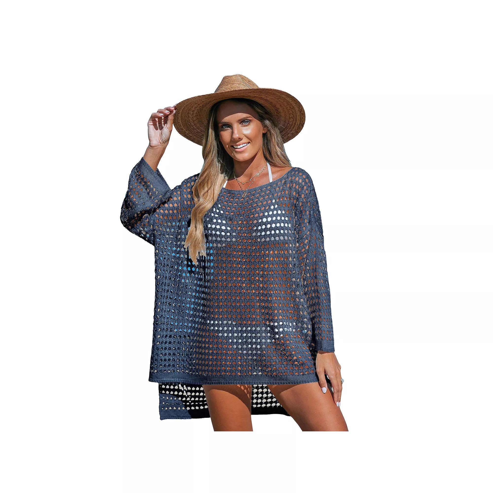 Women's Cupshe Royal Blue Long Sleeve Cutout Mini Cover-Up Dress, Size: XL Product Image