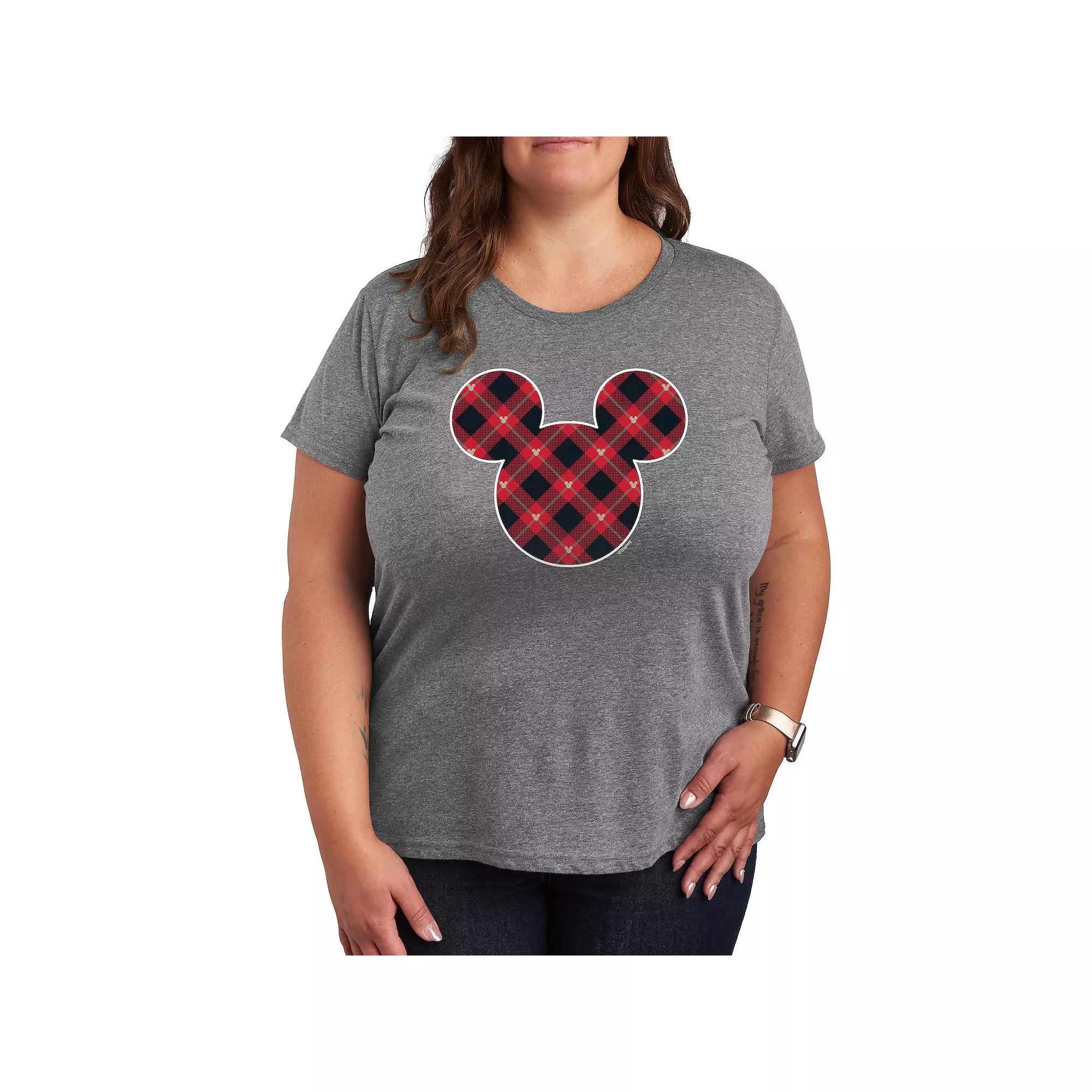 Disney's Mickey Mouse Plus Plaid Silhouette Graphic Tee, Women's,  Product Image