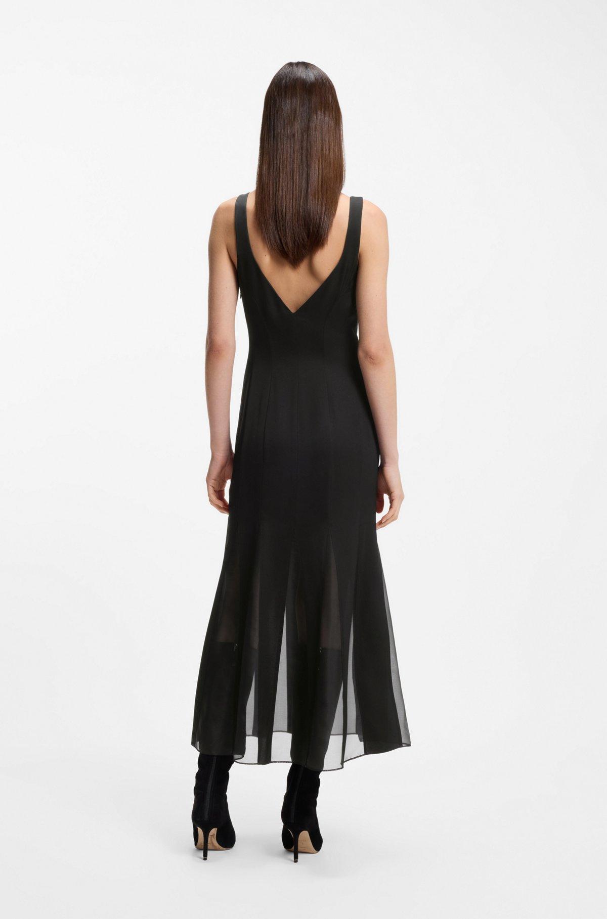 Satin slip dress with organza inserts Product Image