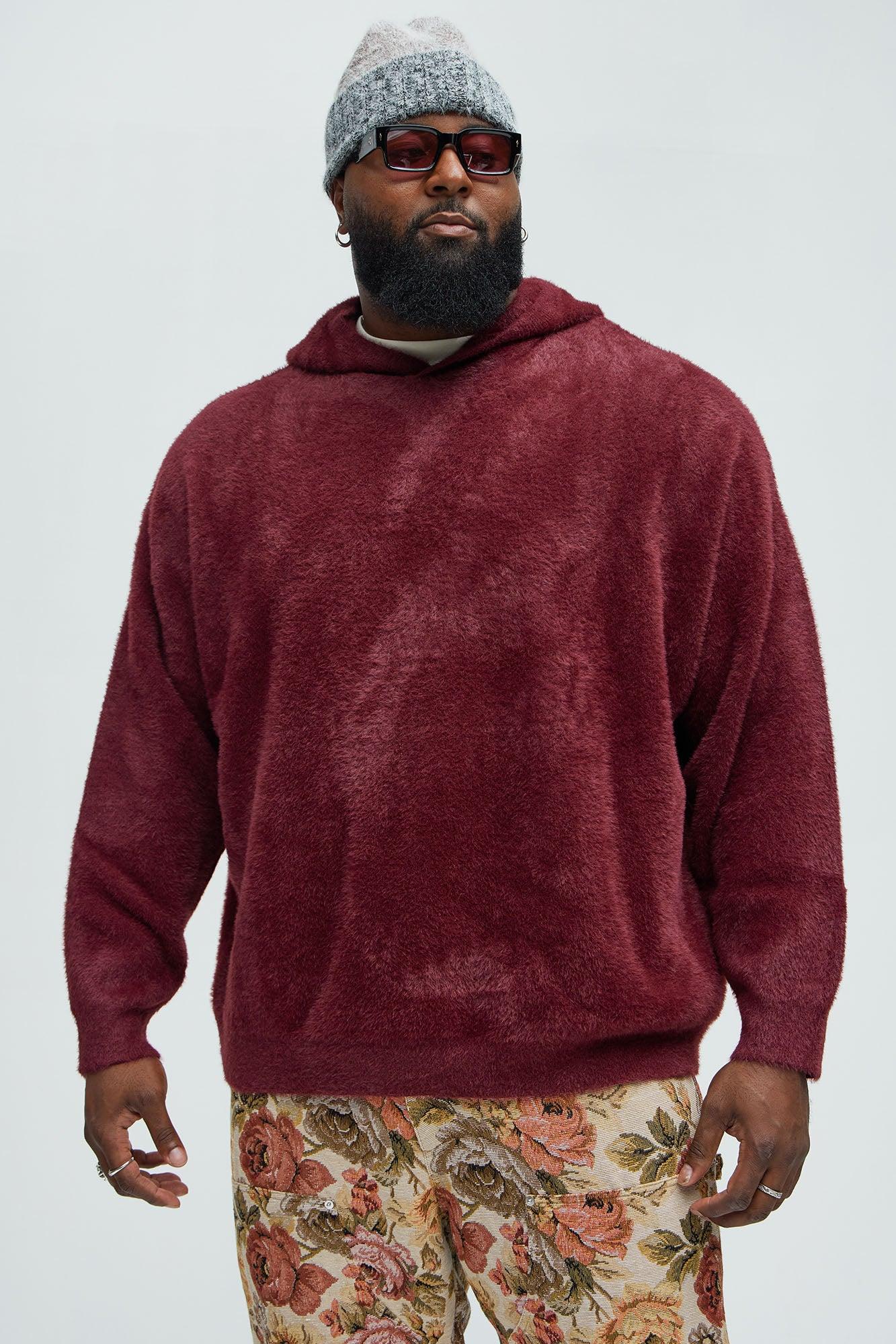 Lock You Down Sweater Hoodie - Burgundy Product Image