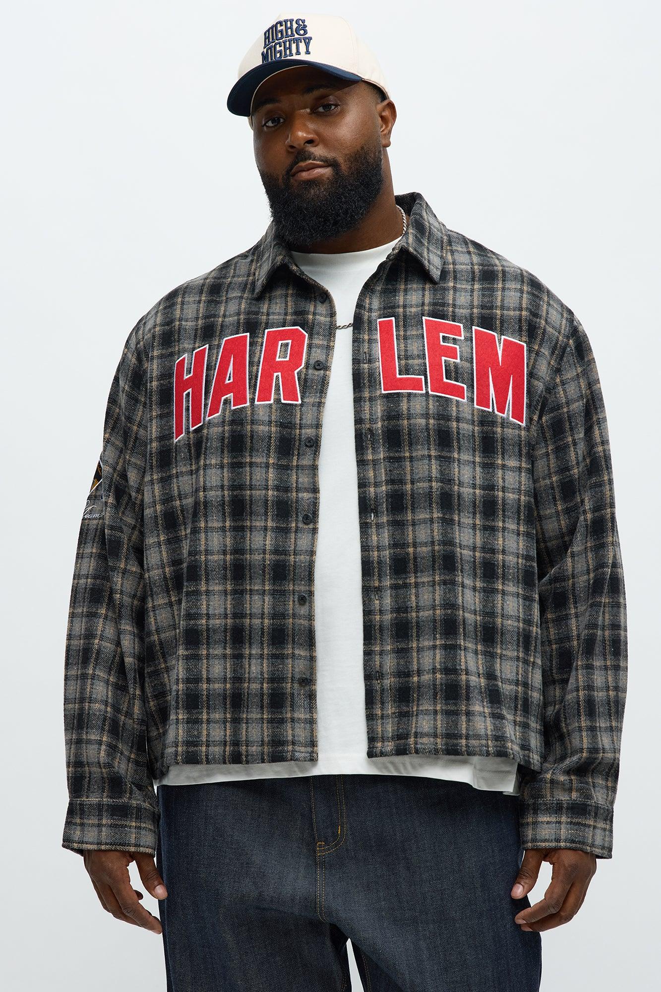 Relaxed Fit Harlem Plaid Long Sleeve Button Up - Black/combo Male Product Image