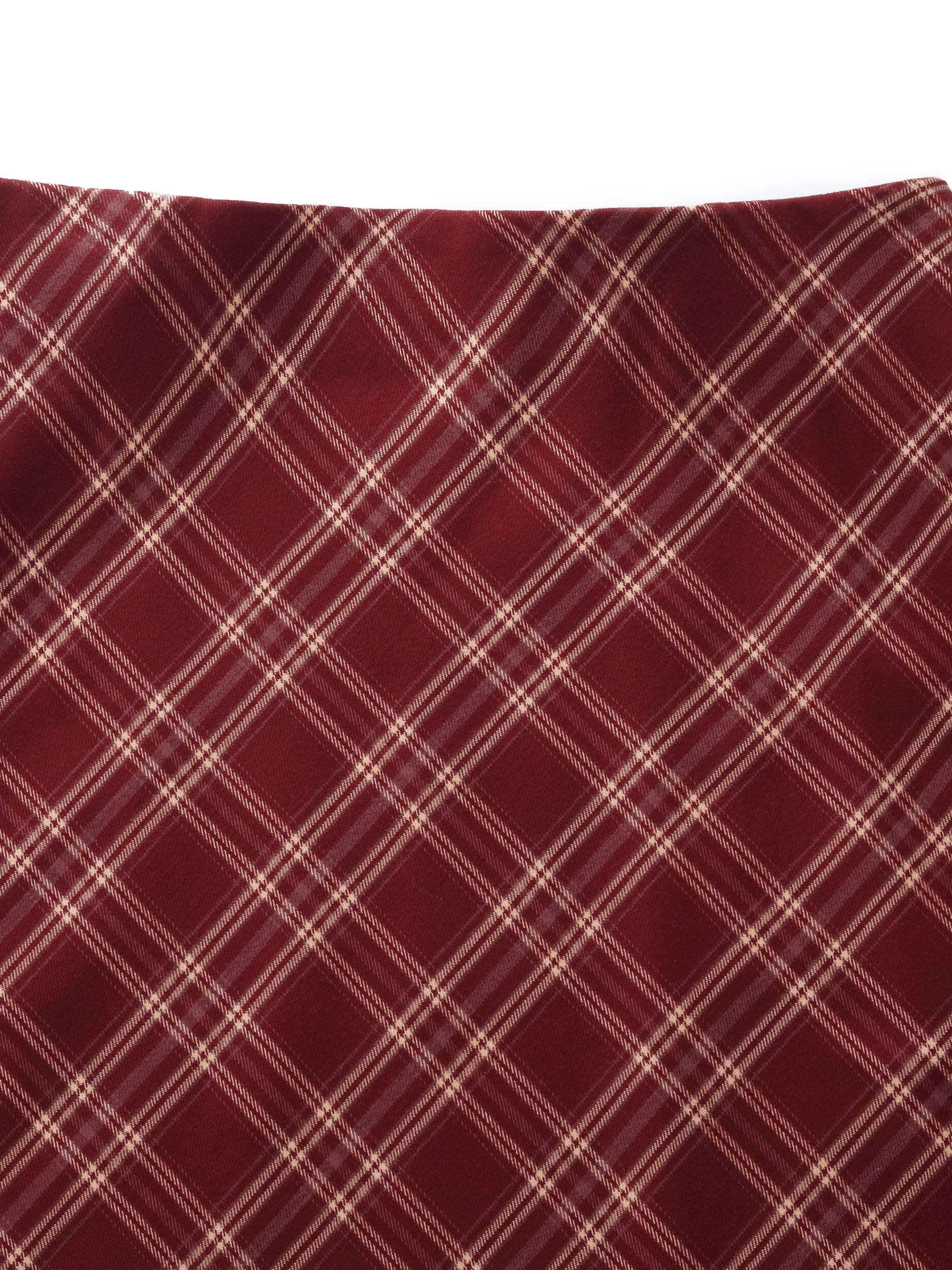 Plaid Asymmetrical Hem Women Skirt With Triangle Scarf Product Image