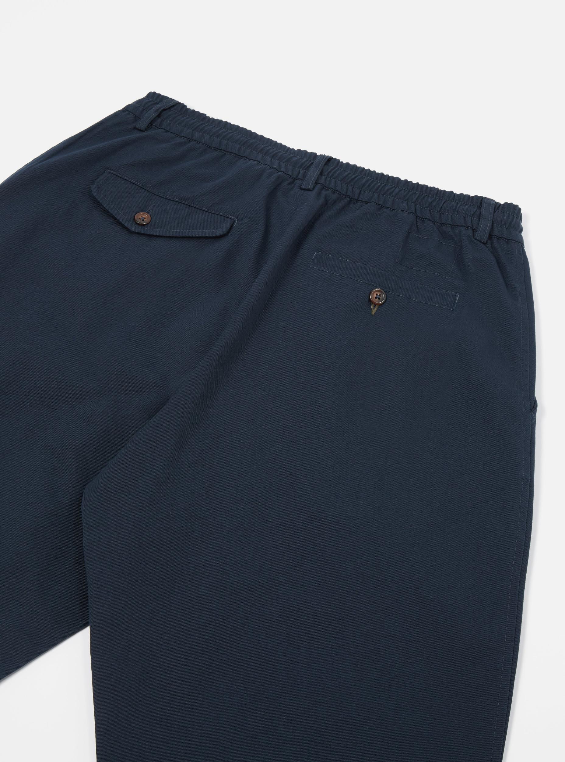 Navy Twill Pleated Track Pant Product Image