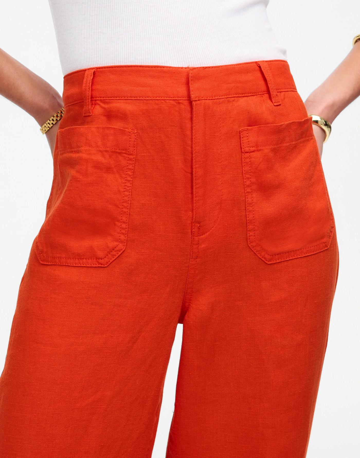 Patch Pocket Flare Pant in 100% Linen Product Image