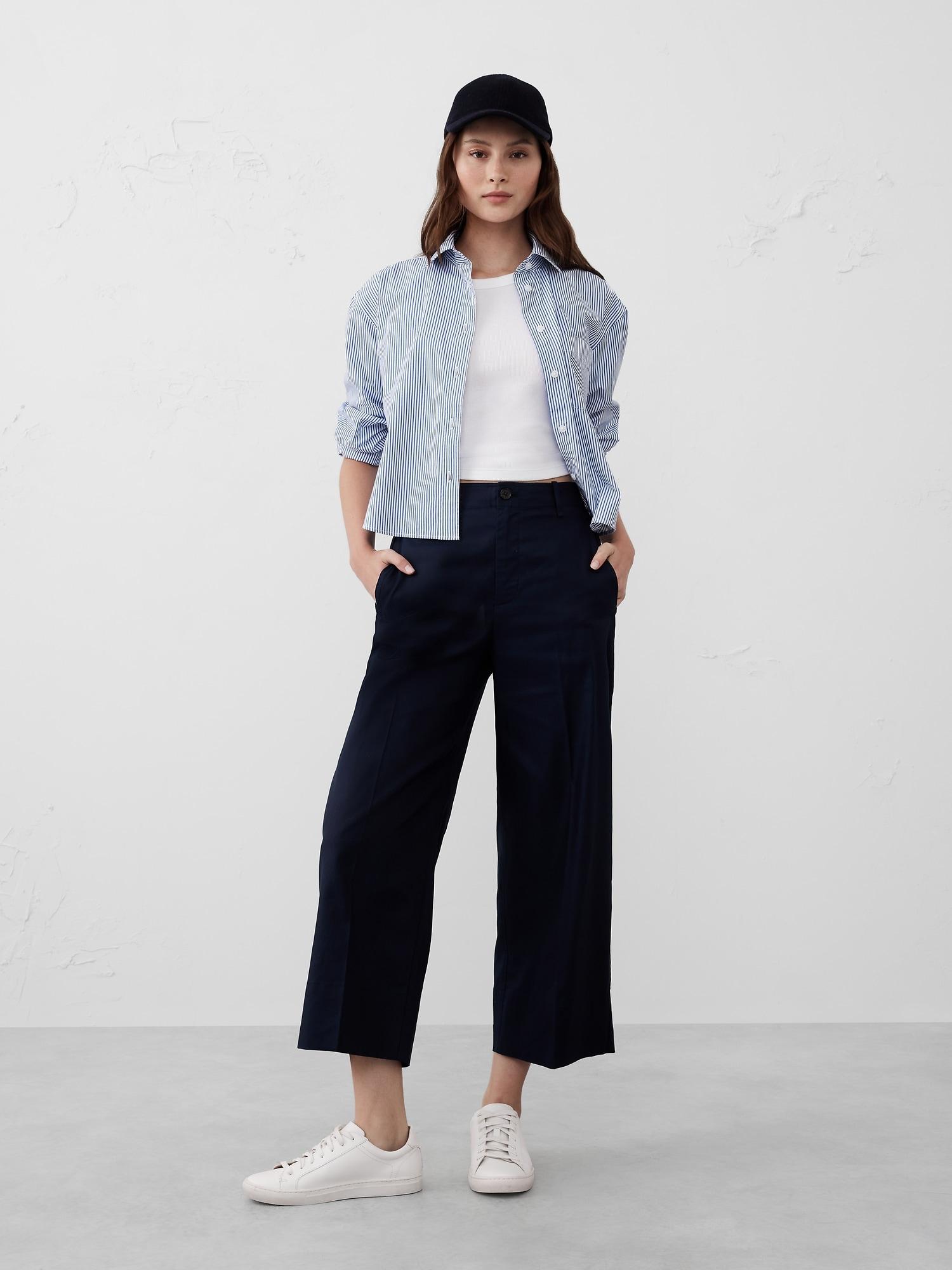 Twill Wide-Leg Crop Pant Product Image