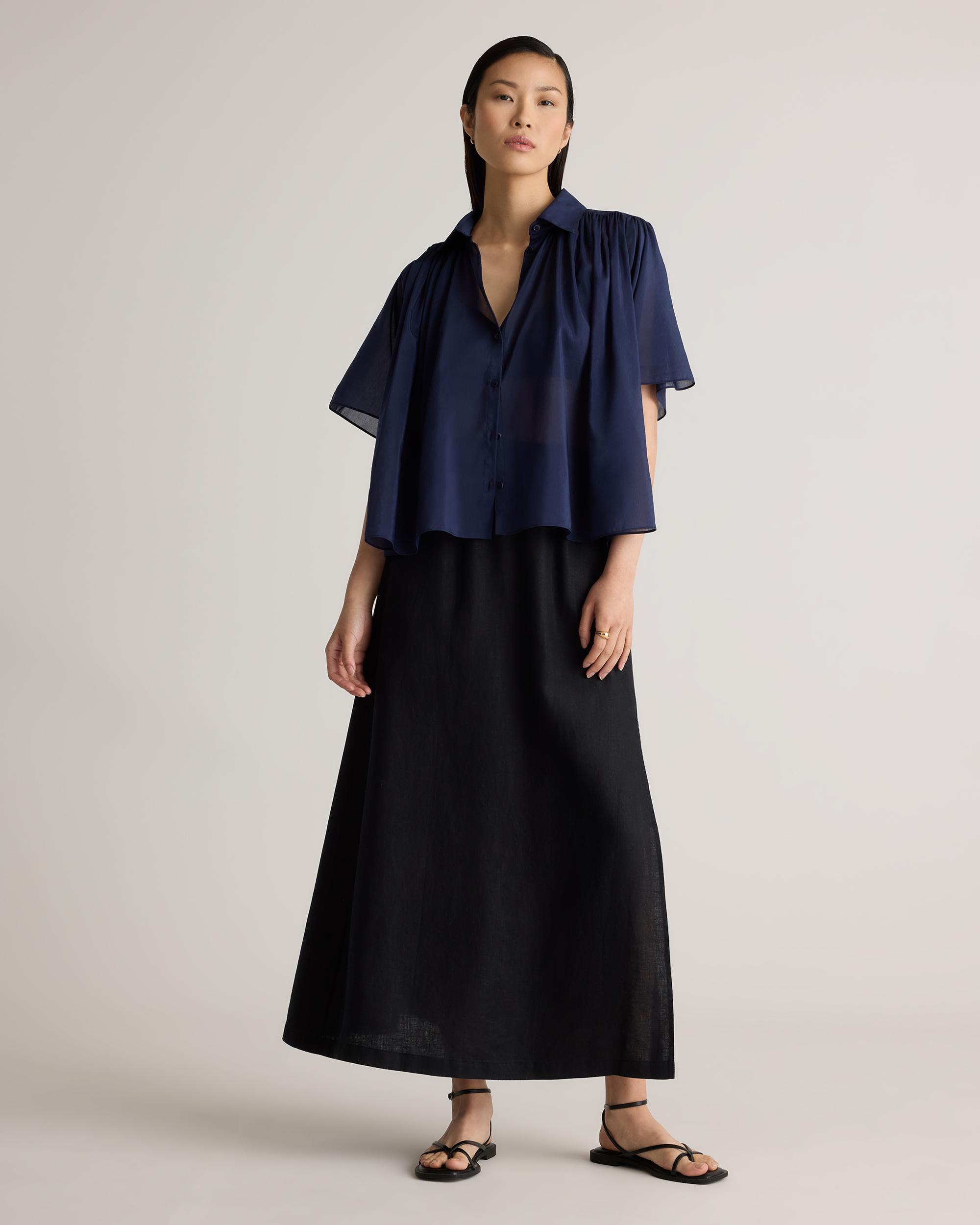 Quince | Women's Cotton-Silk Voile Short Sleeve Blouse Size XS Product Image