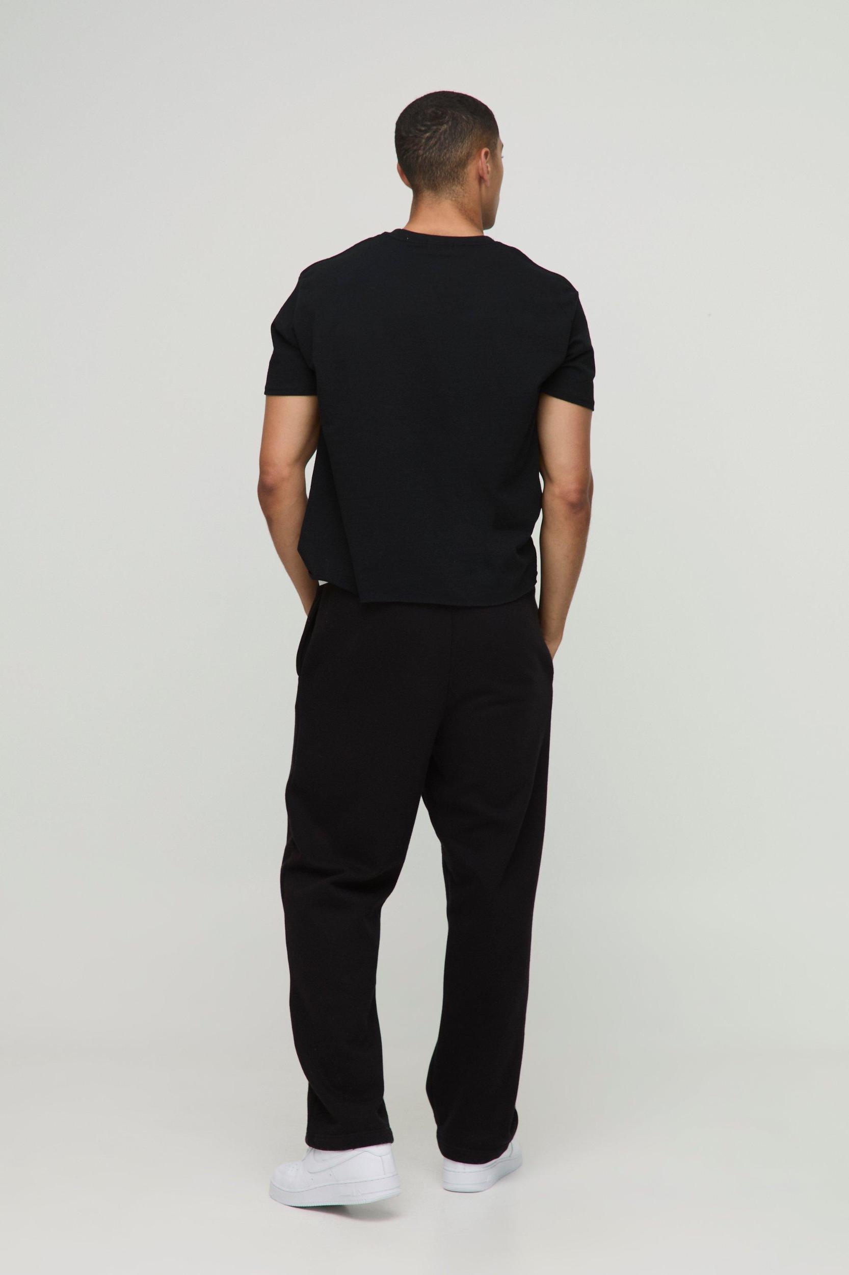 Basic Oversized Boxy Raw Hem Crew Neck T-shirt | boohooMAN USA Product Image