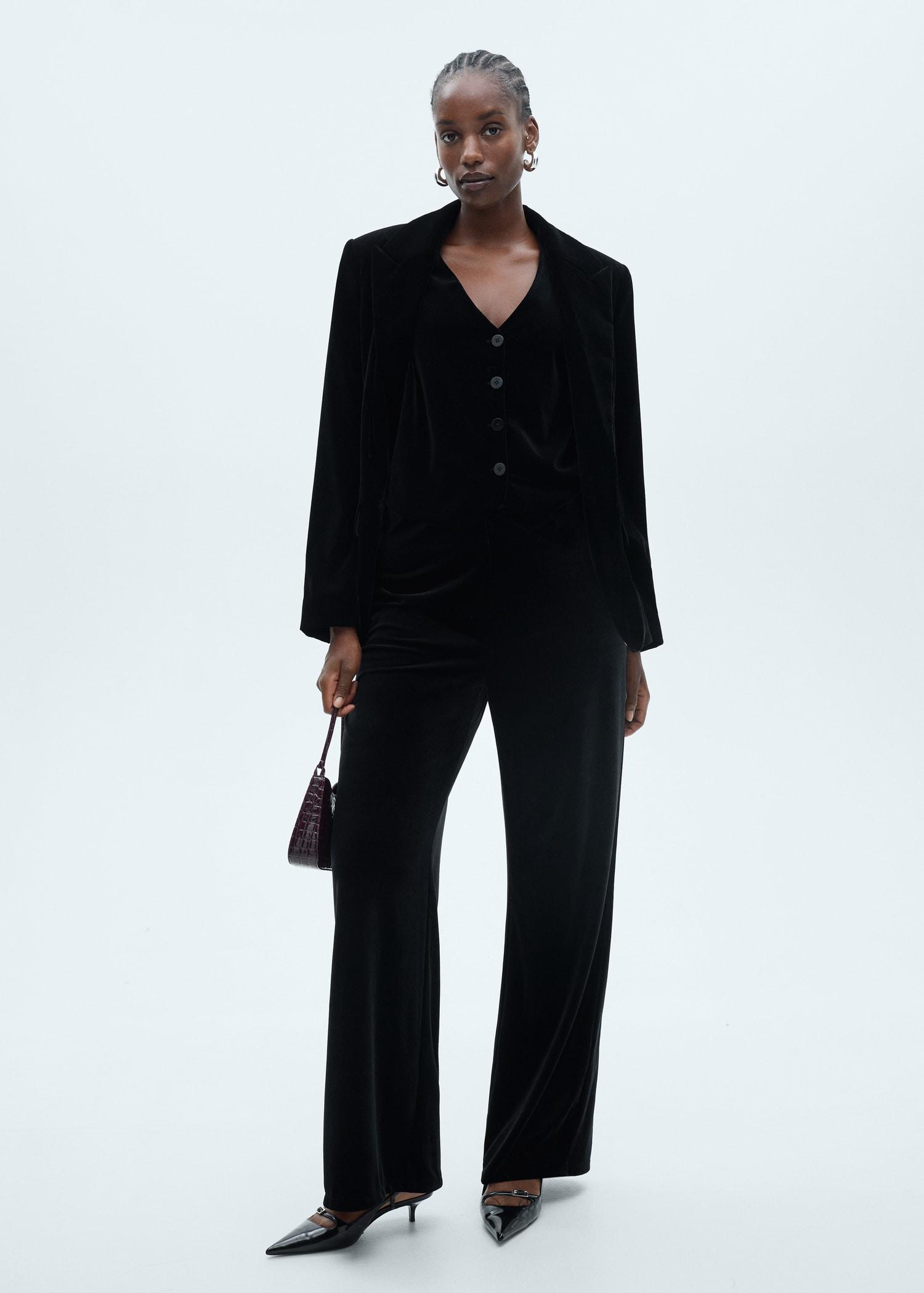 Structured velvet jacket - Women | MANGO USA Product Image