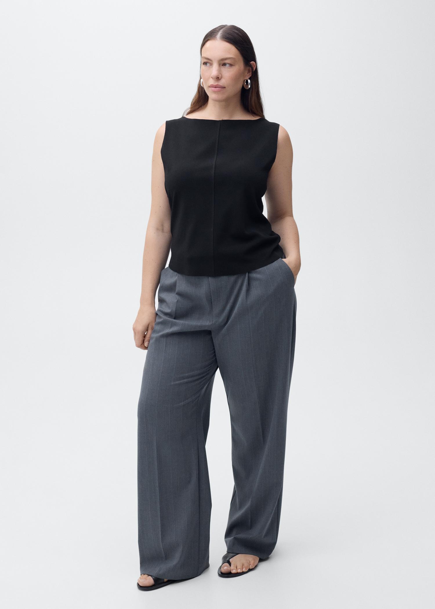 Boat-neck knitted top - Women | MANGO USA Product Image