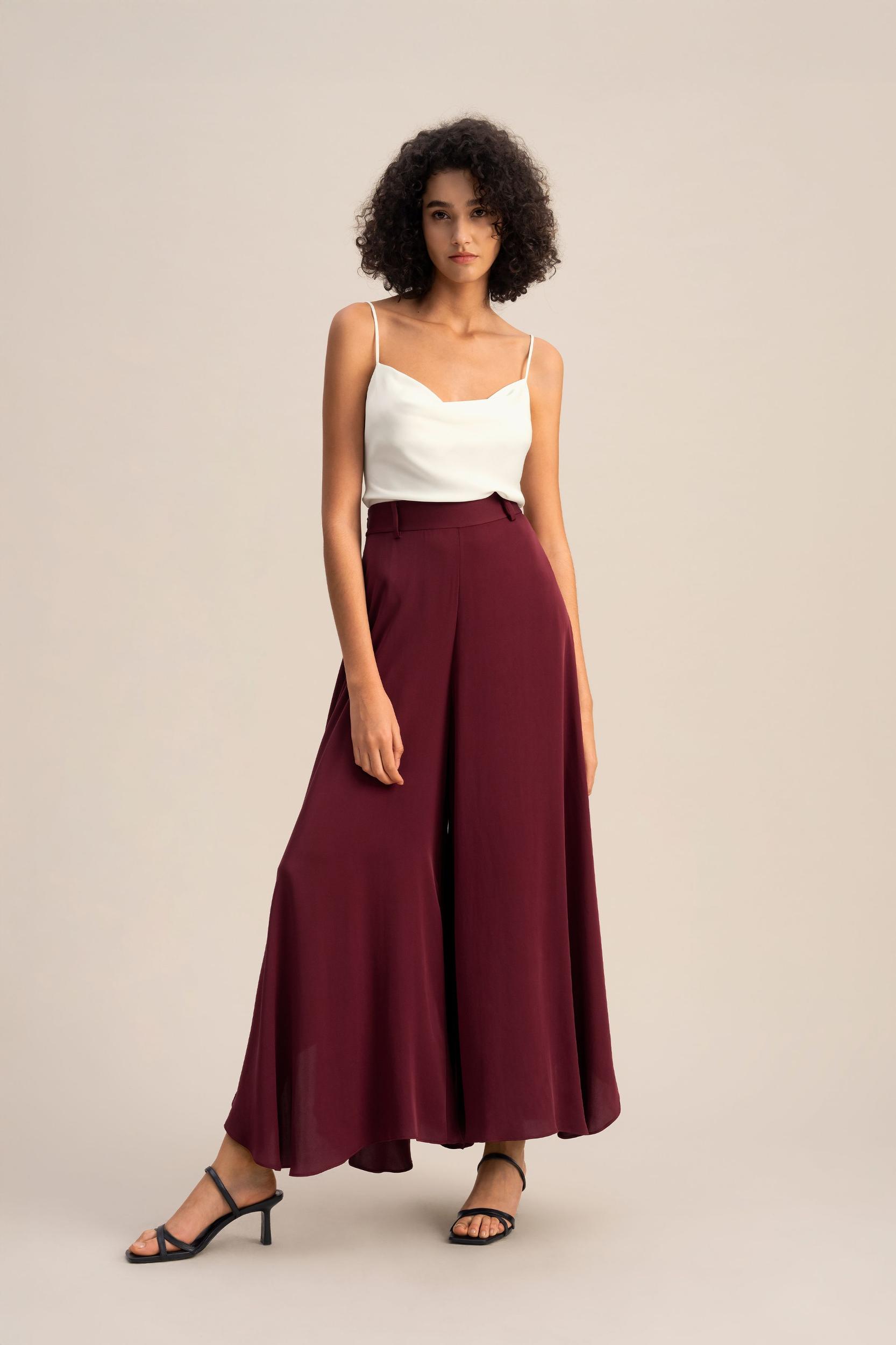 Wide-Legged Silk Fig Pants Product Image