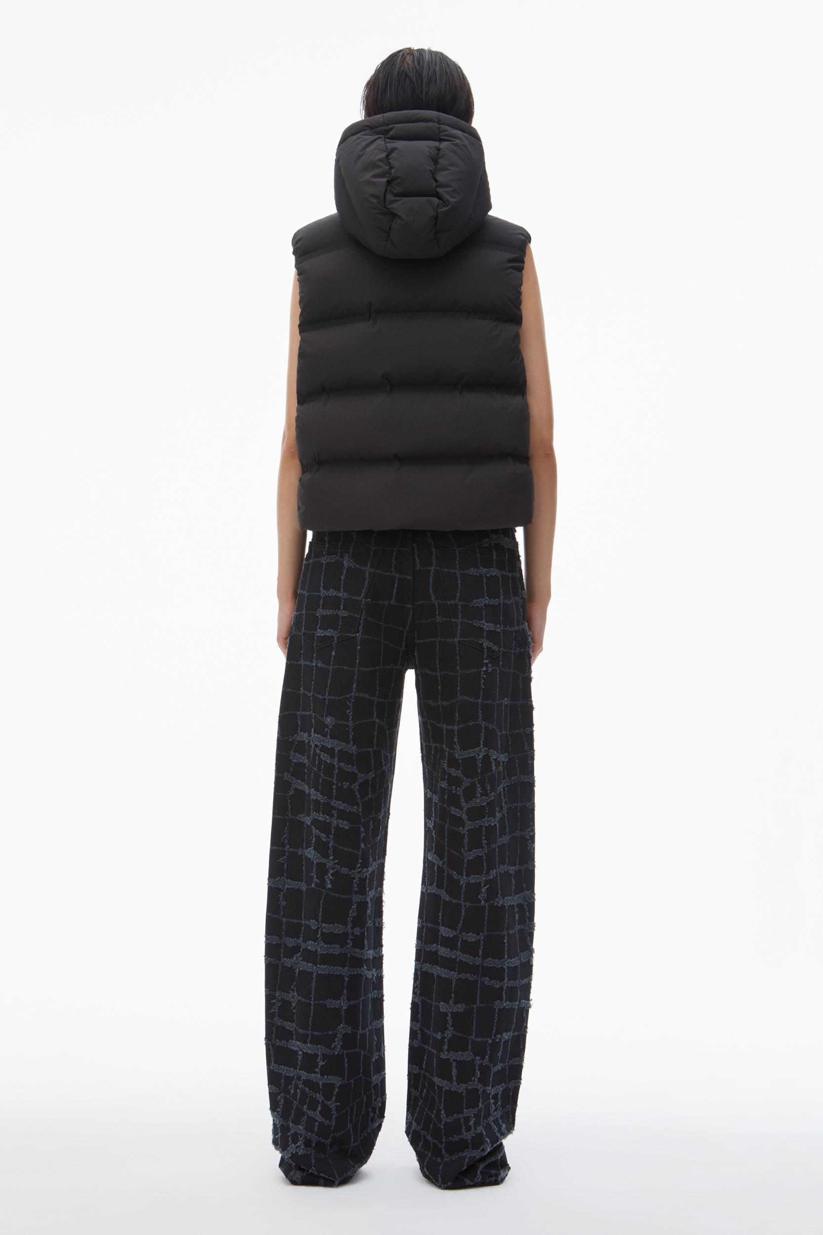 Cropped Hooded Puffer Vest With Reflective Logo Product Image