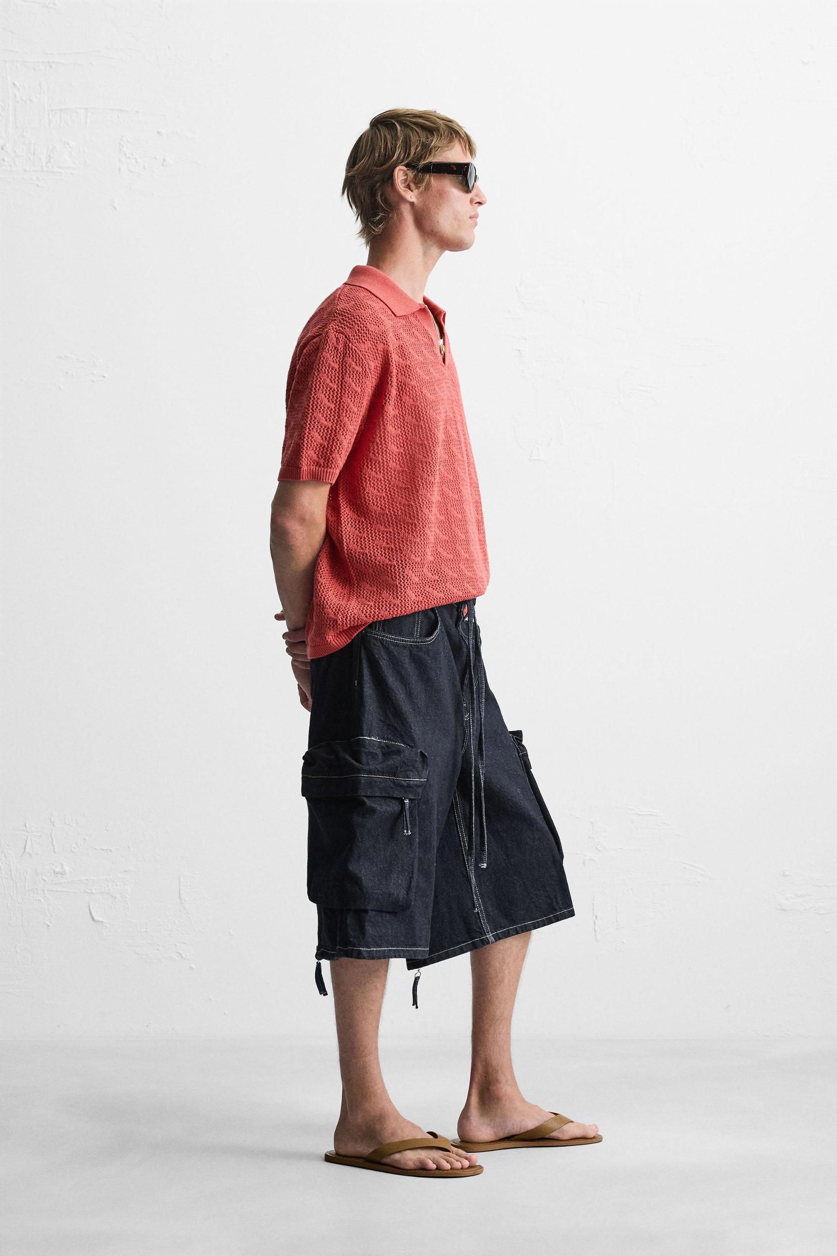 OPEN STITCH KNIT POLO SHIRT Product Image