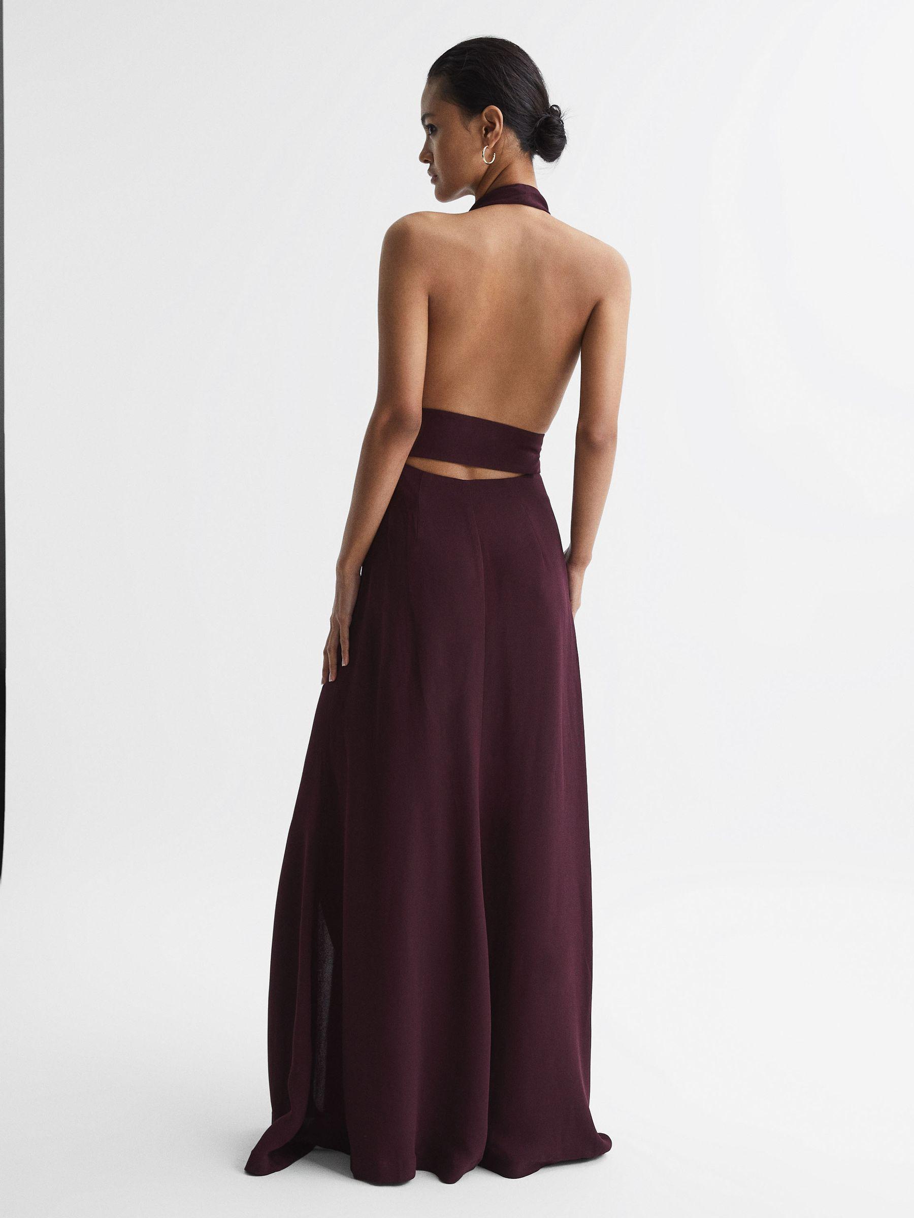 Maxi Dress With Cape in Burgundy Product Image
