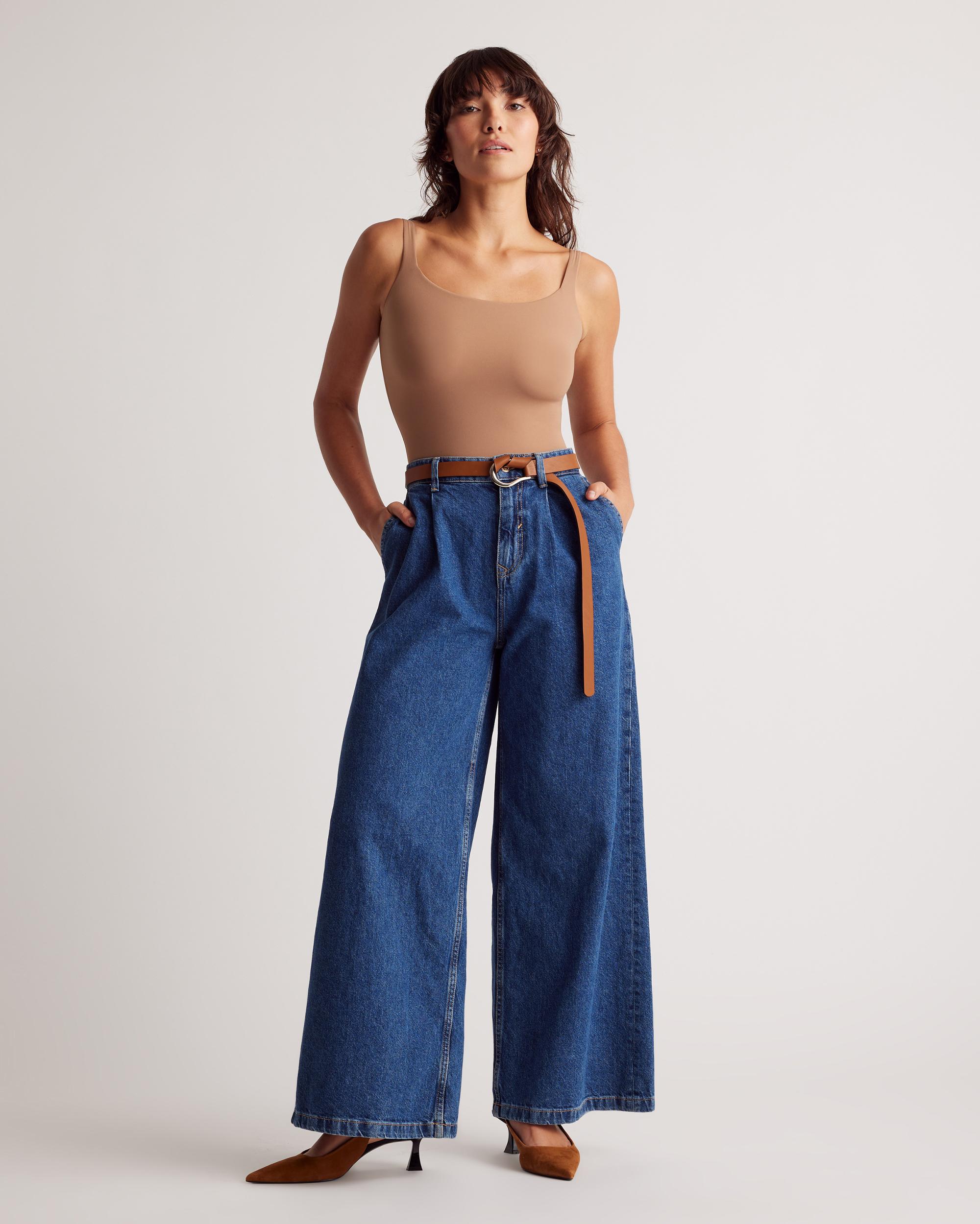 Quince | Women's Second Skin Square Neck Tank Top Bodysuit Nylon/Spandex Product Image