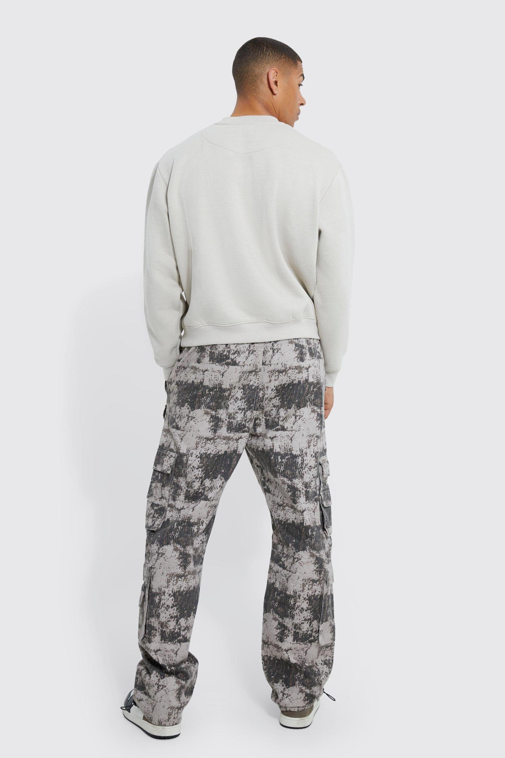 Elasticated Waist Printed Multi Pocket Stacked Cargo Pants | boohooMAN USA Product Image