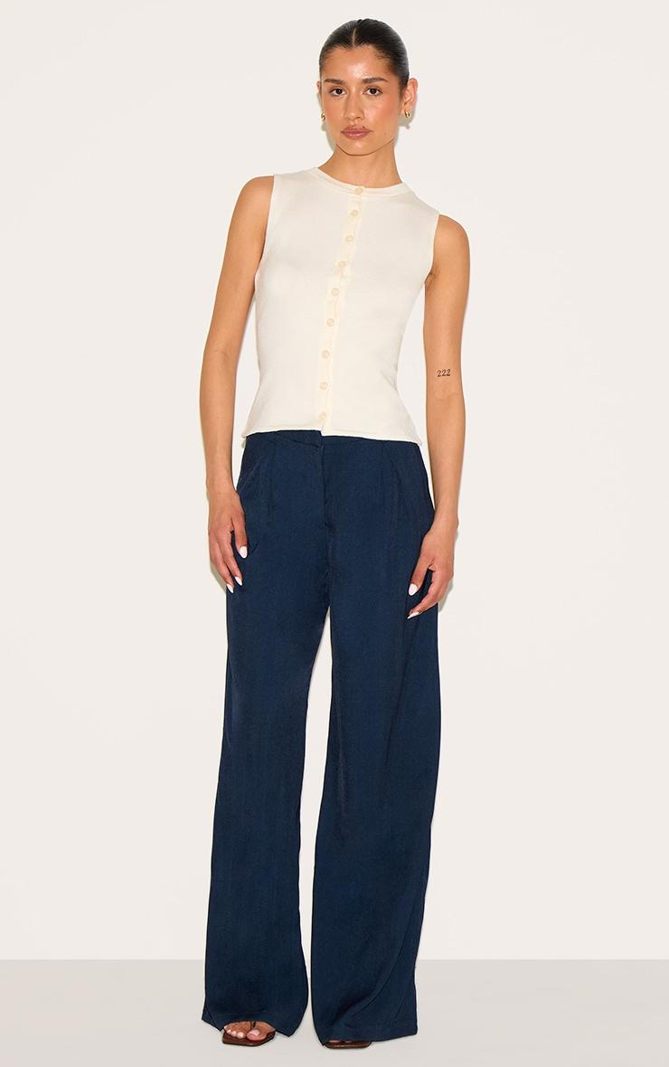 Tall Butter Cream Button Through Sleeveless Top Product Image