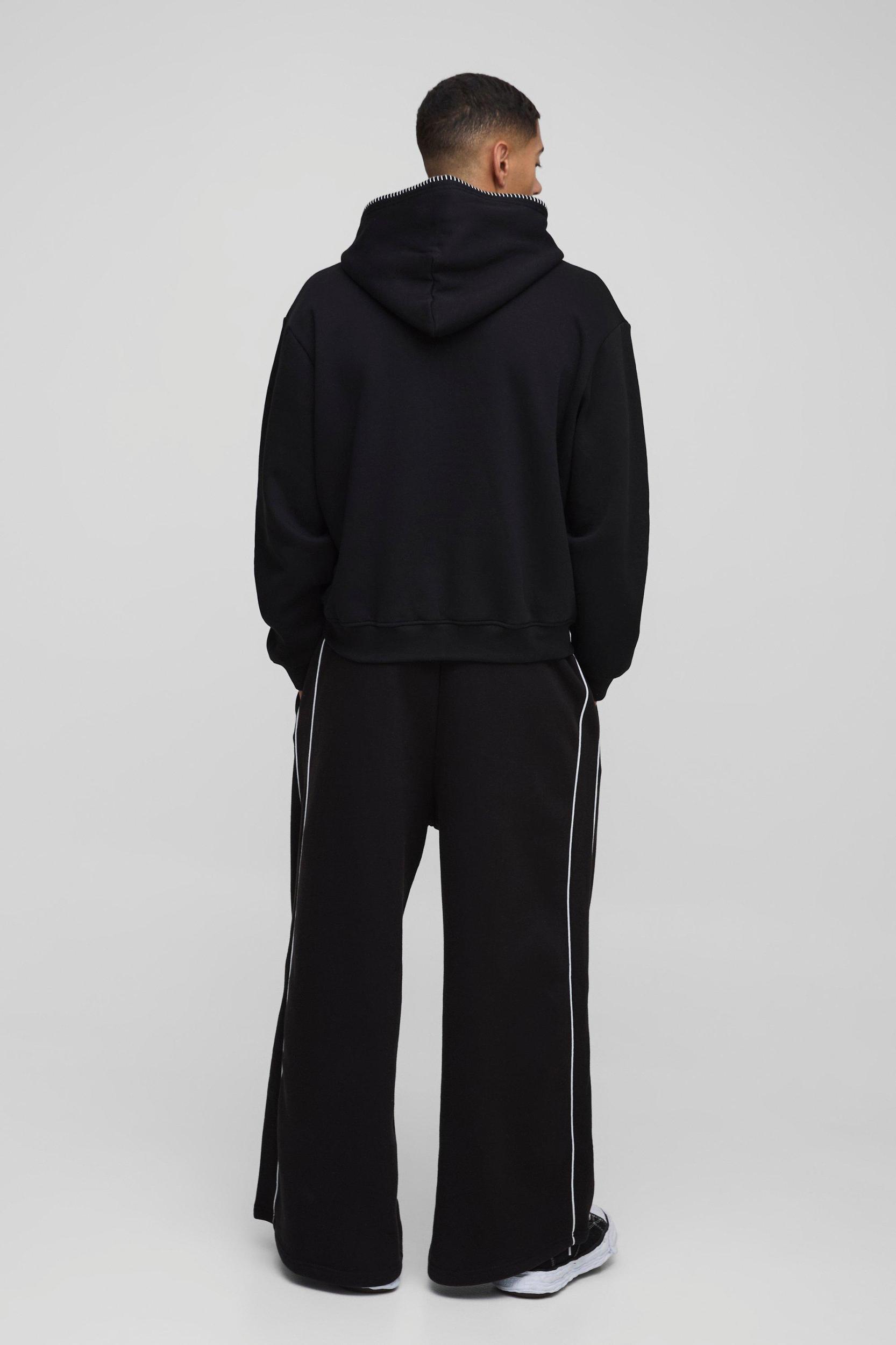 Oversized Boxy Blanket Stitch Hoodie | boohooMAN USA Product Image