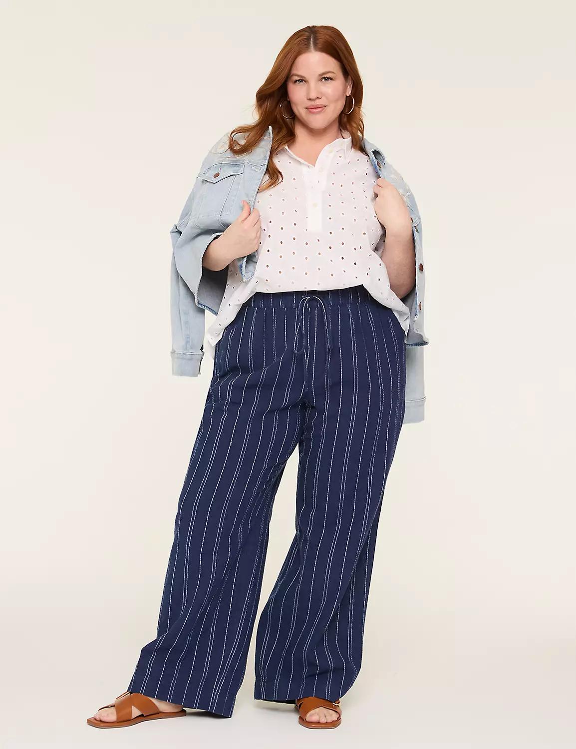 Stripe Linen Wide Leg Pant Product Image