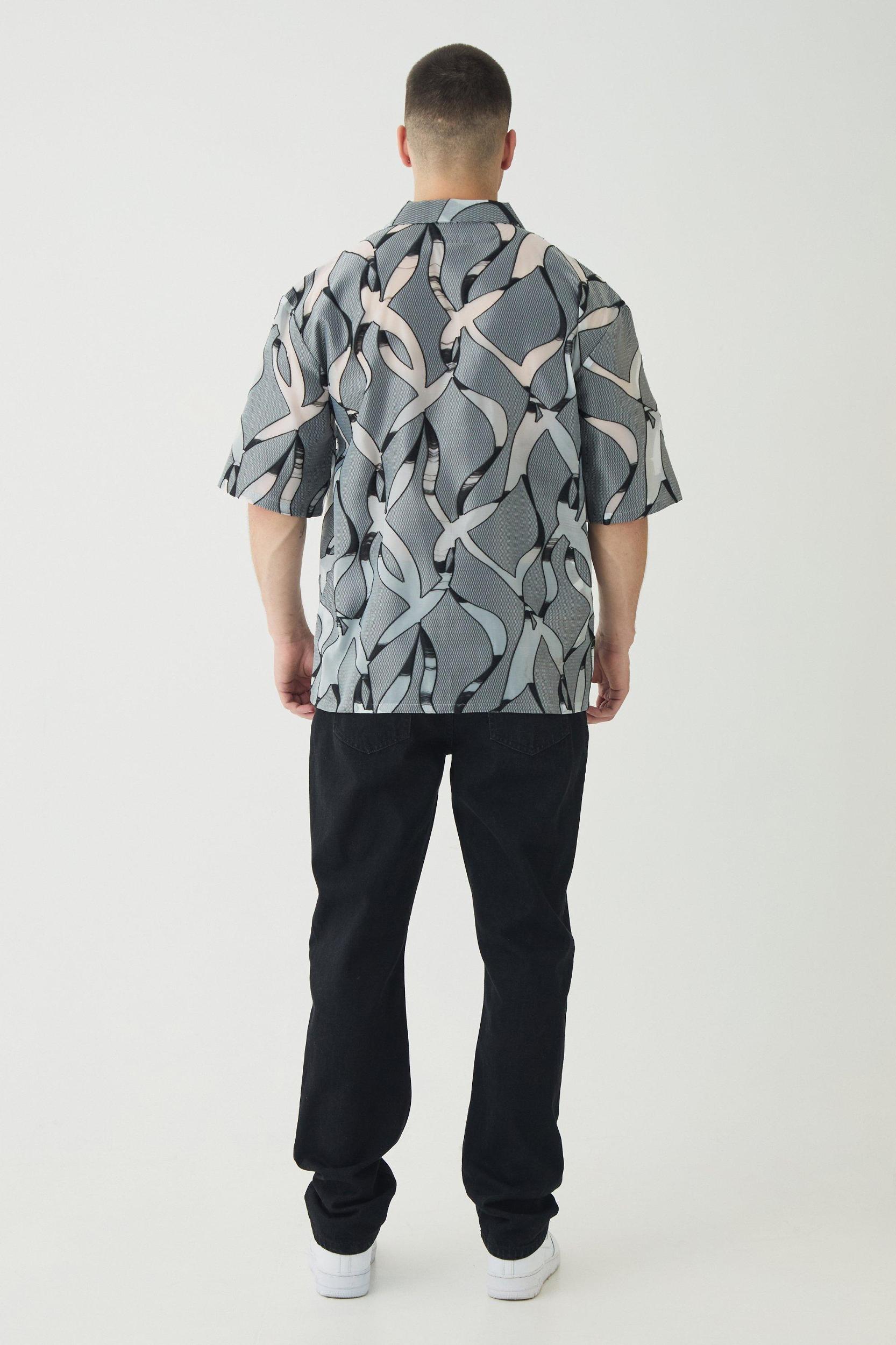 Tall Abstract Sheer Revere Shirt | boohooMAN USA Product Image