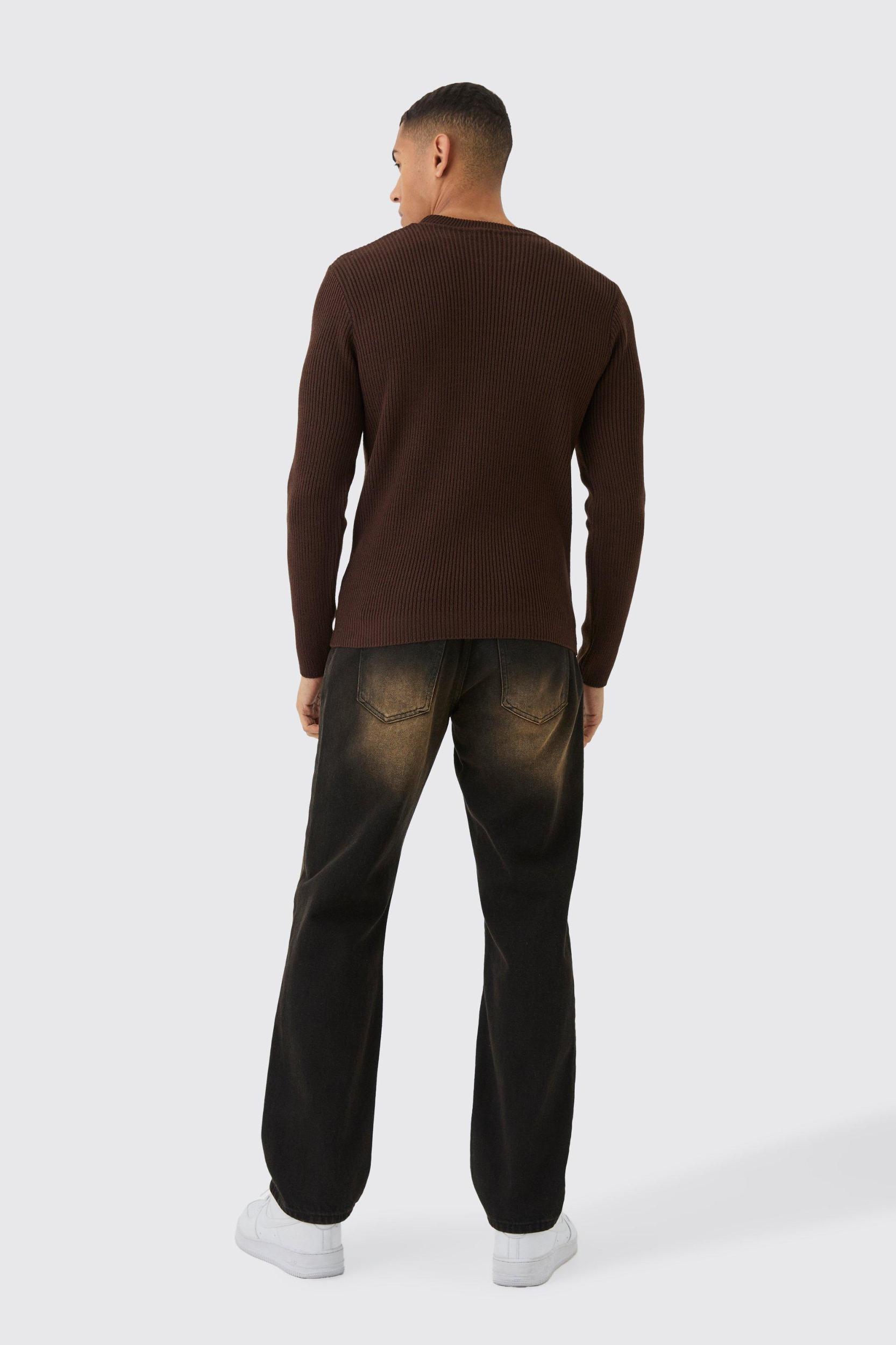 Regular Fit Rib Knit Sweater | boohooMAN USA Product Image