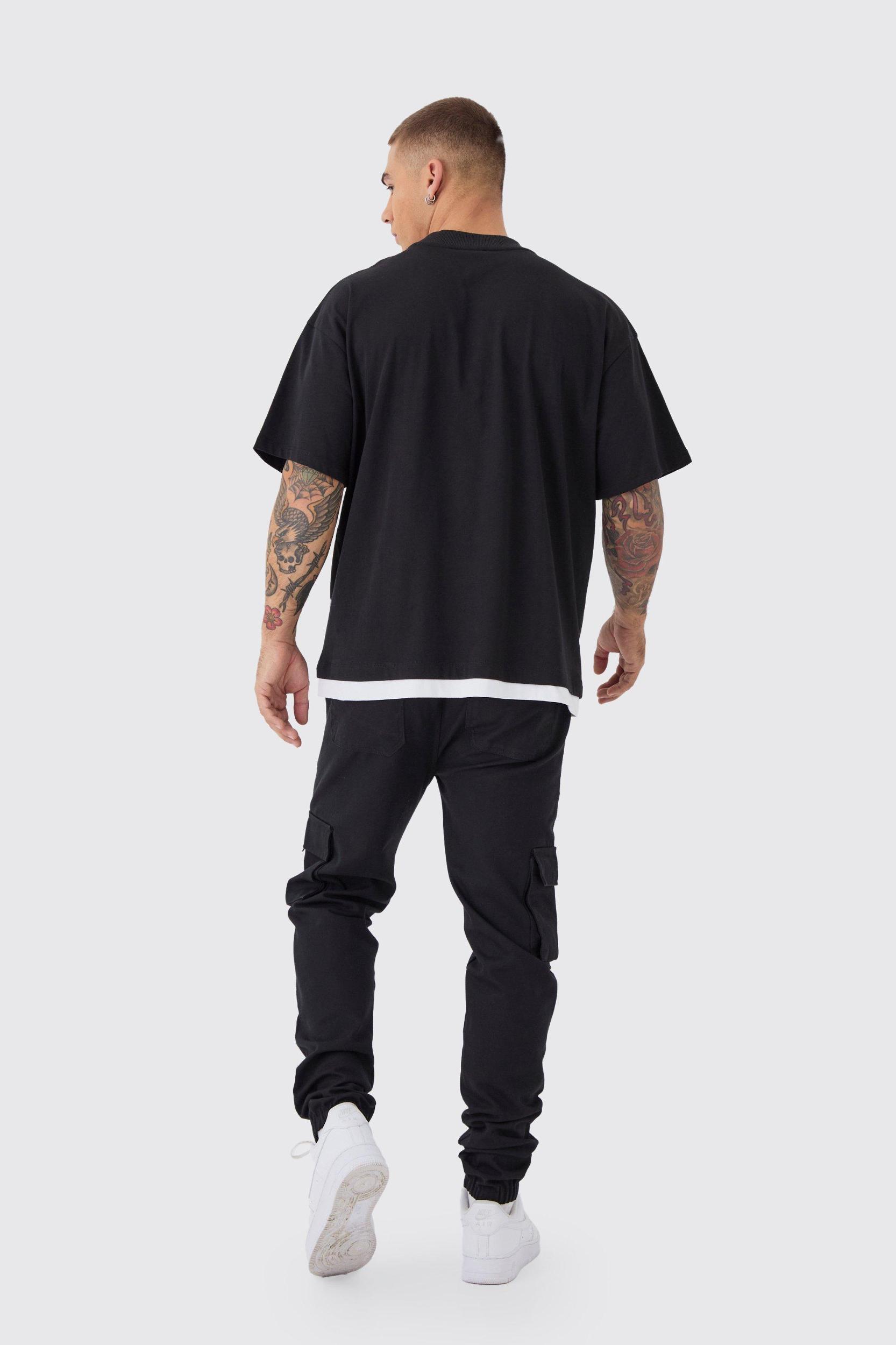 Skinny Fit Elasticated Waist Cuffed Cargo Pants | boohooMAN USA Product Image