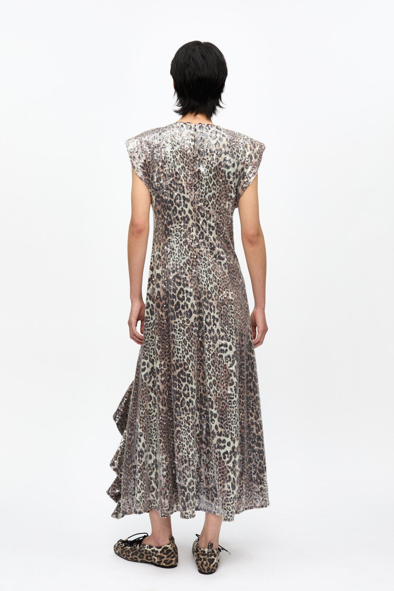 Leopard Stretch Sequins Long Dress Product Image