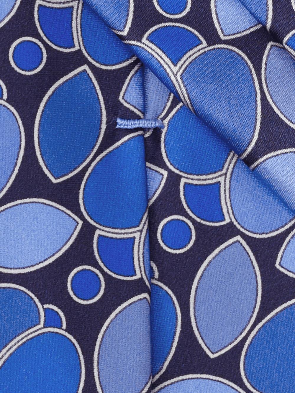 Medallion Printed Italian Silk Tie - Blue Product Image