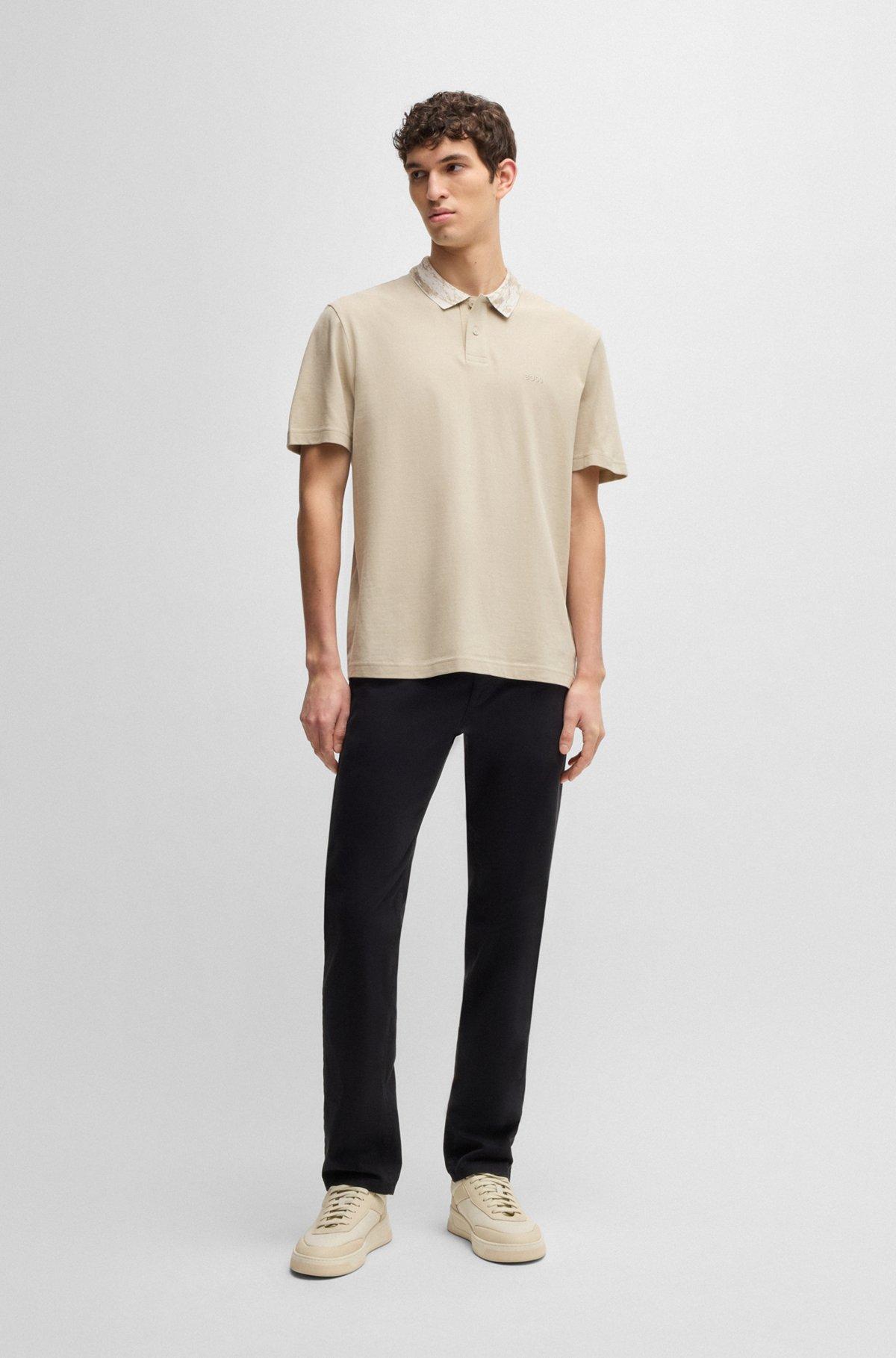 Relaxed-fit cotton-piqué polo shirt with collar artwork Product Image