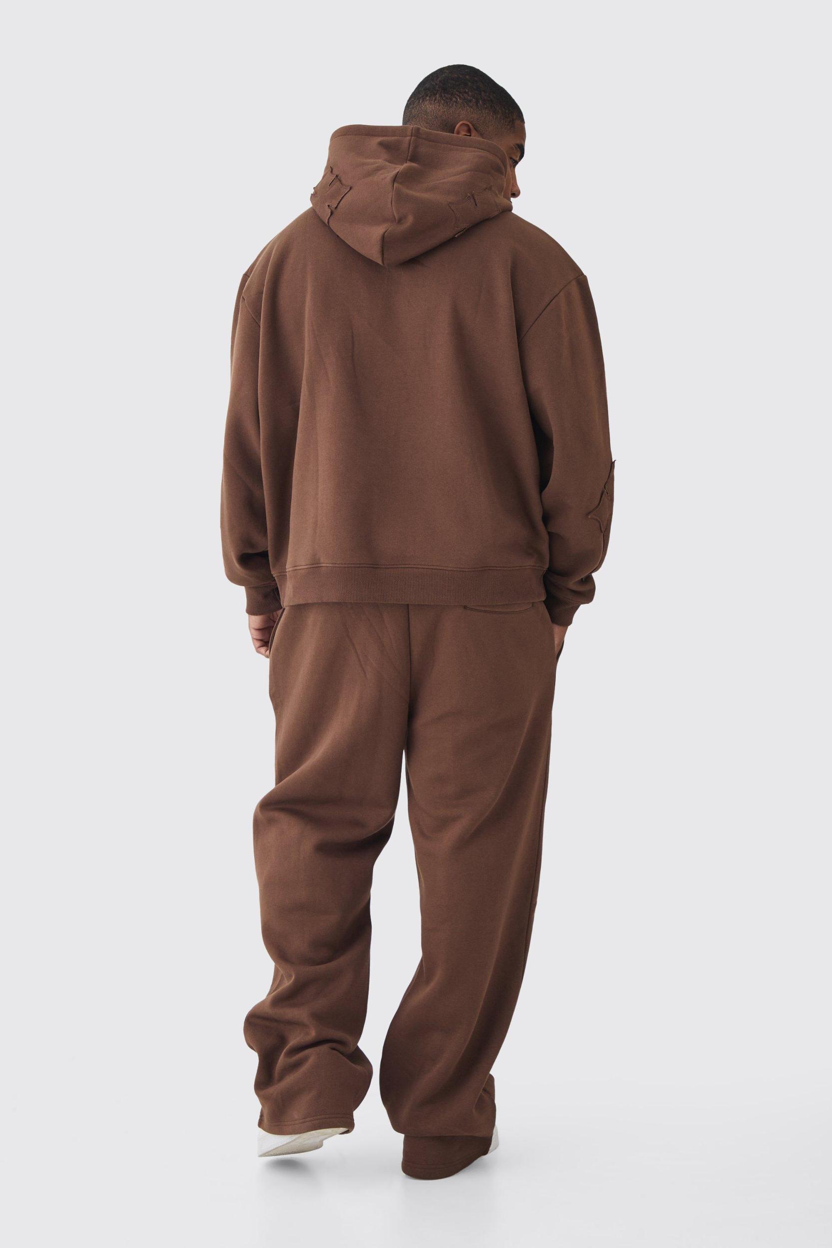 Plus Oversized Boxy Cross Applique & Relaxed Sweatpants Tracksuit | boohooMAN USA Product Image