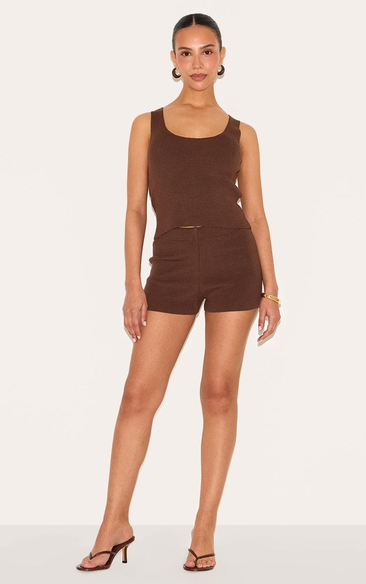 Petite Taupe Knitted Scoop Neck Vest Top Product Image