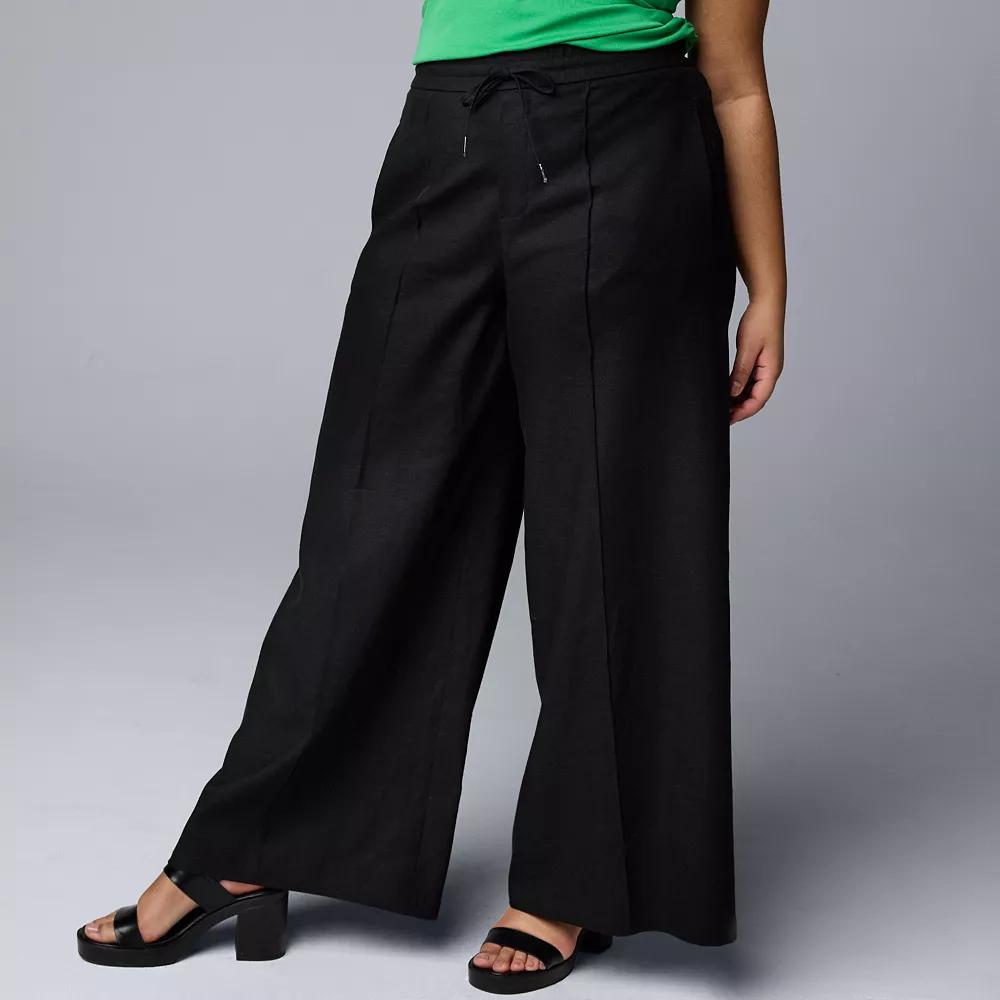 Plus Size Simply Vera Vera Wang Wide Leg Linen Pants, Womens Product Image