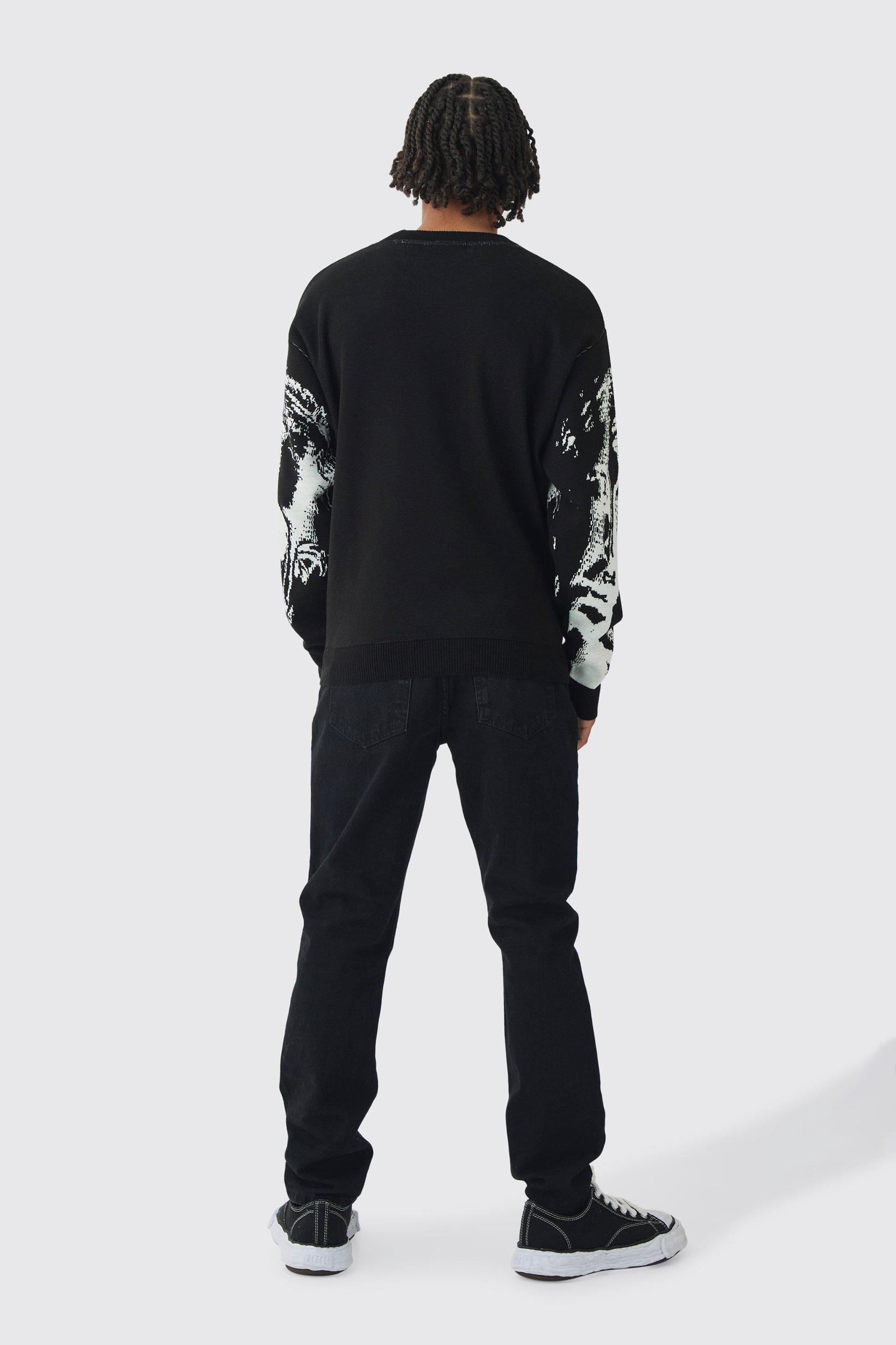 Oversized Renaissance Face Knit Sweater | boohooMAN USA Product Image
