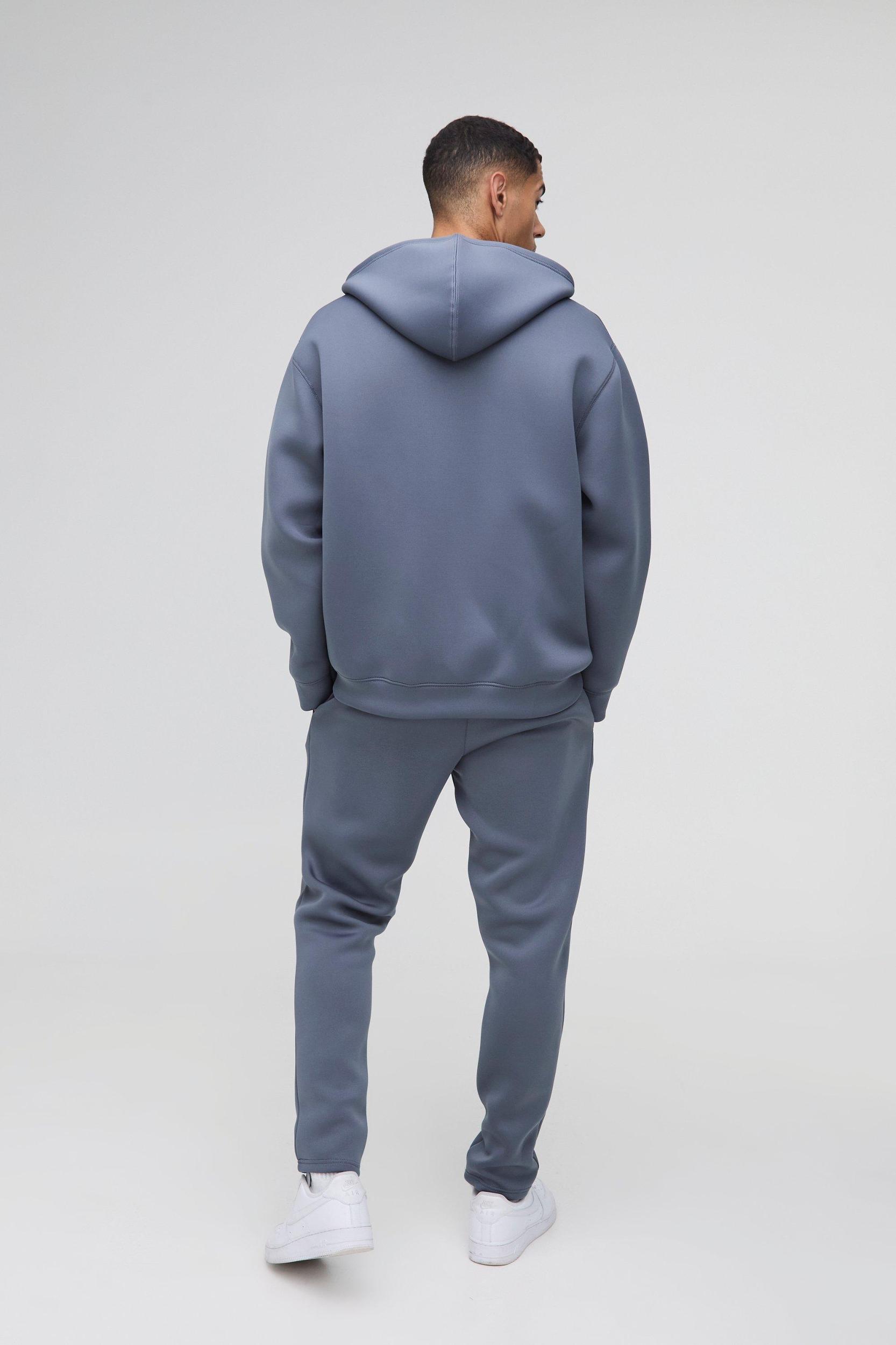 Oversized Zip Through Bonded Scuba Hoodie | boohooMAN USA Product Image