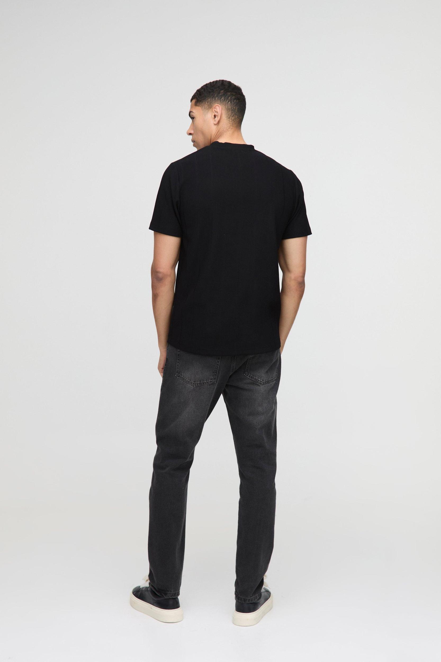Slim Fit Wide Structured Rib T-Shirt | boohooMAN USA Product Image