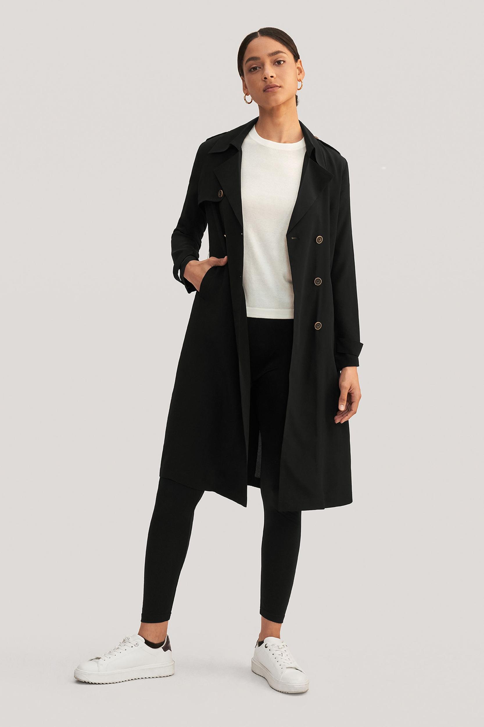 Classic Double-Breasted Silk Trench Coat Product Image