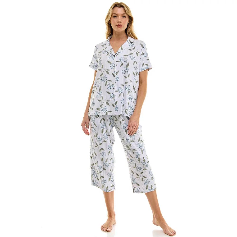 Petite Croft & Barrow® Wonderluxe Pajama Top & Pajama Capri Pants Set, Women's, Size: XS Petite, Contessa Floral Product Image