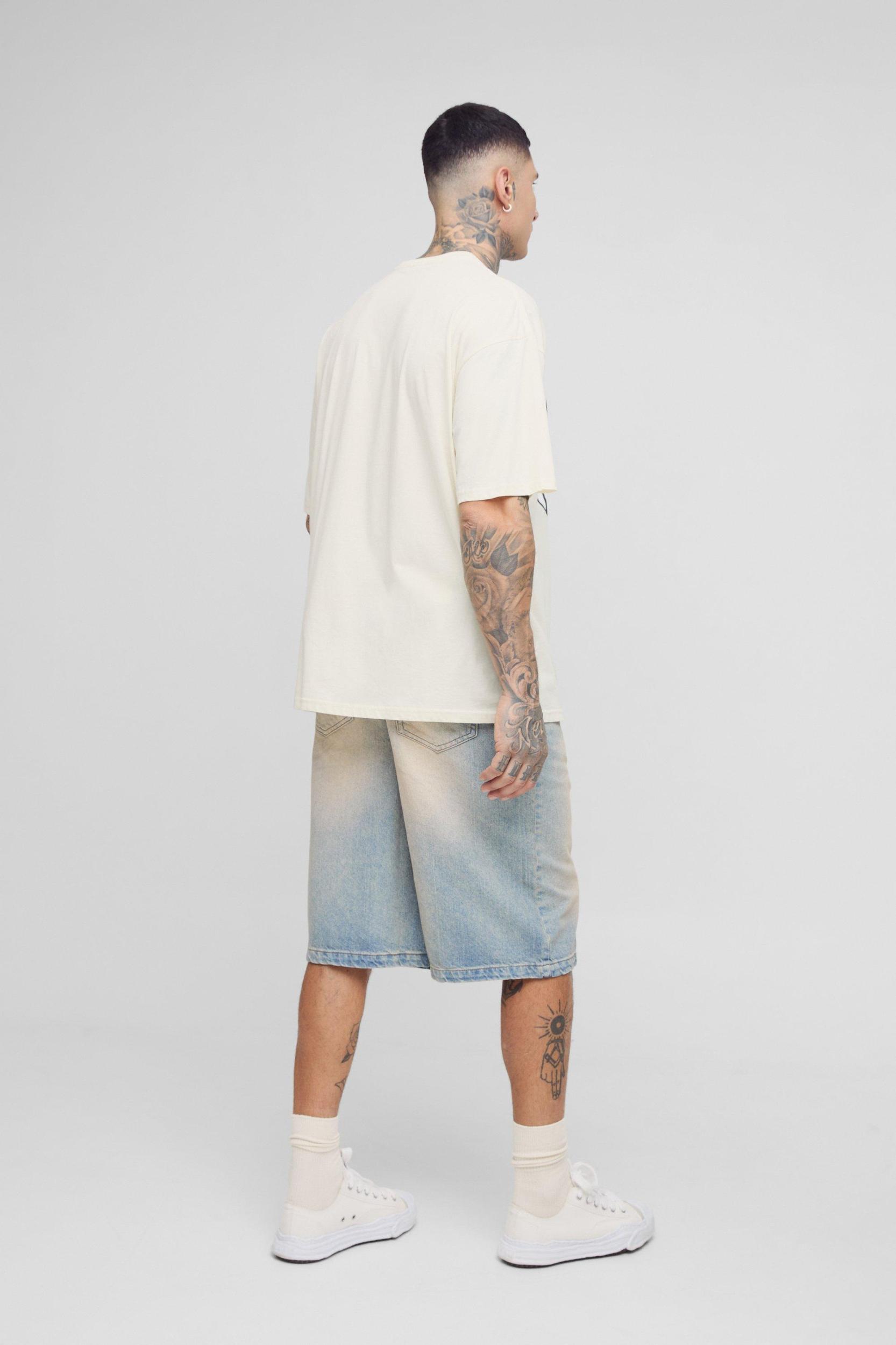 Tall Stonewash Relaxed Fit Jorts | boohooMAN USA Product Image