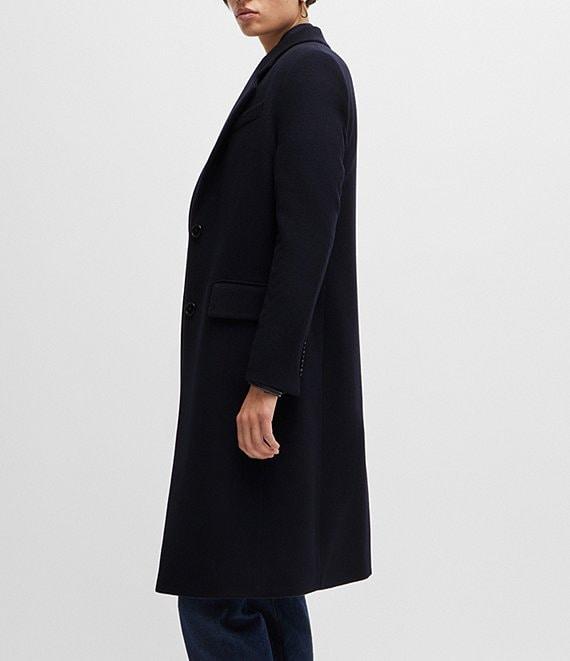 BOSS by Hugo Boss Catara Notch Lapel Collar Long Sleeve Button Front Coat Product Image