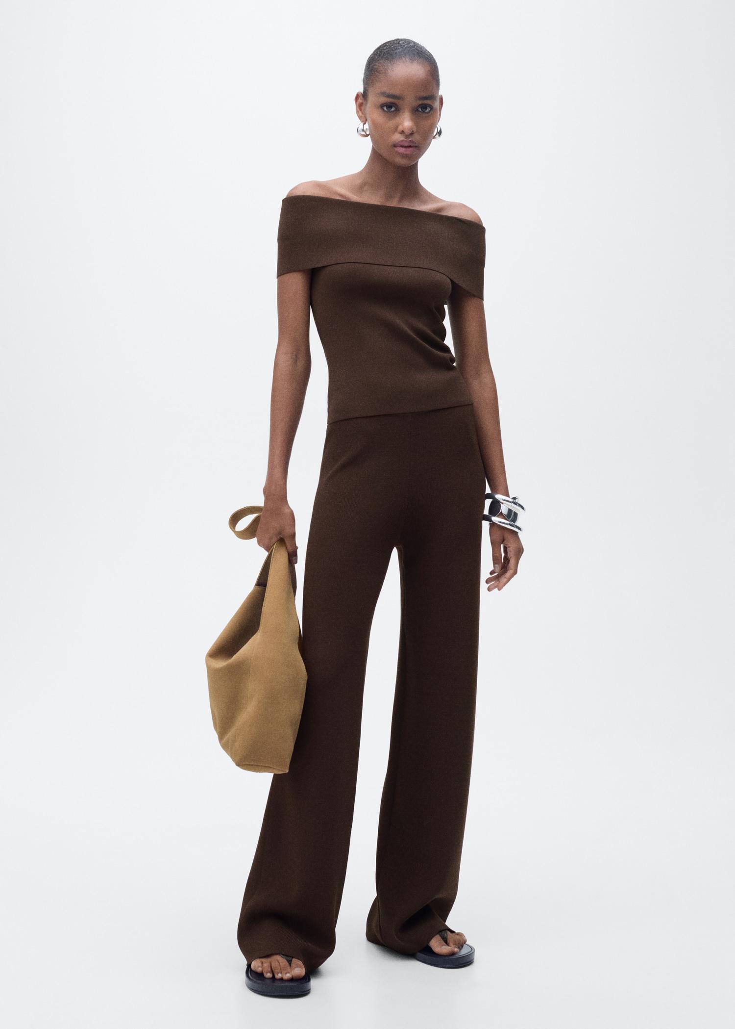 Straight knitted trousers - Women | MANGO USA Product Image