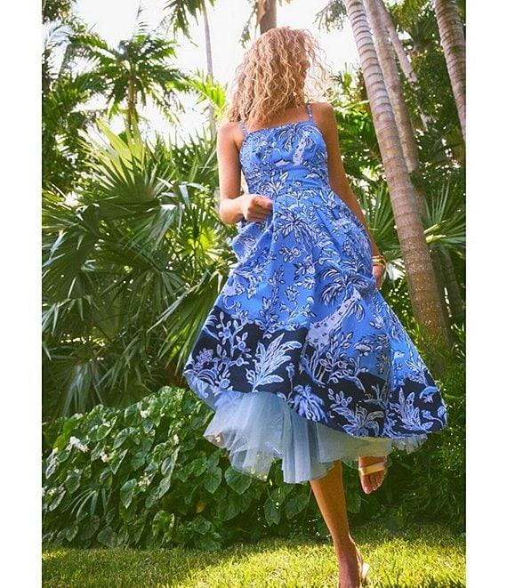 Lilly Pulitzer Kenni Printed Cotton Poplin Strapless Sleeveless Fit-And-Flare Midi Dress Product Image