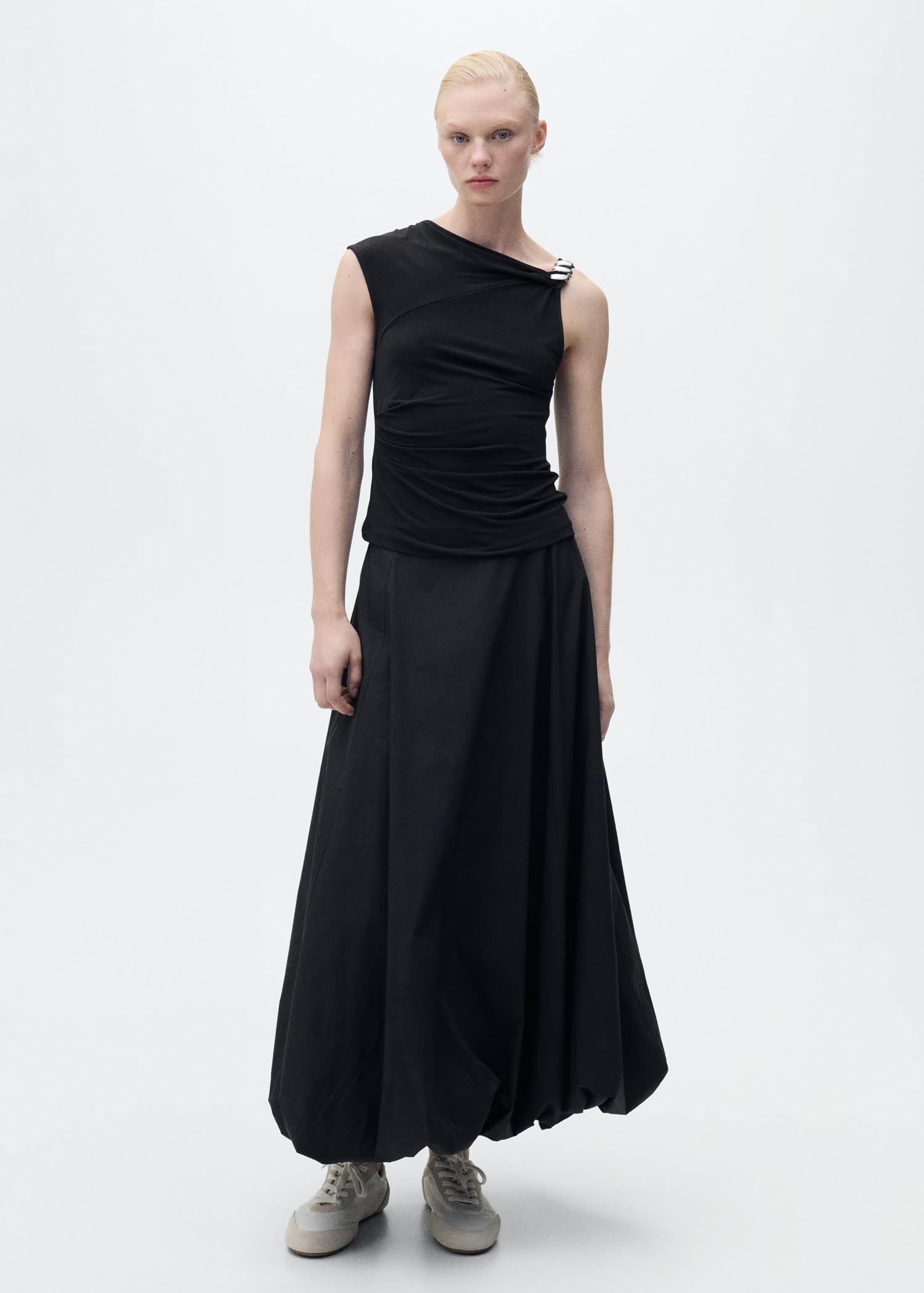 Asymmetrical top with metallic appliqué - Women | MANGO USA Product Image