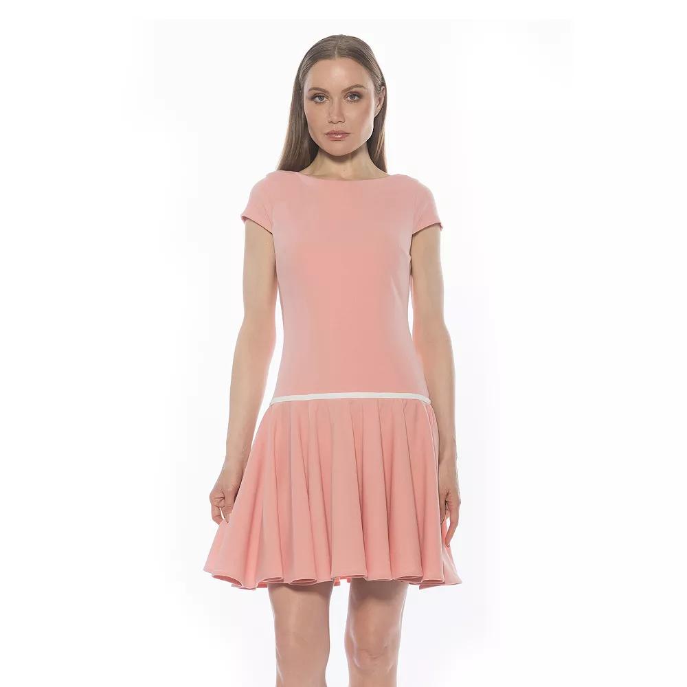 Women's ALEXIA ADMOR Aoife Boatneck Cap Sleeve Dropped Waist Dress,  Product Image