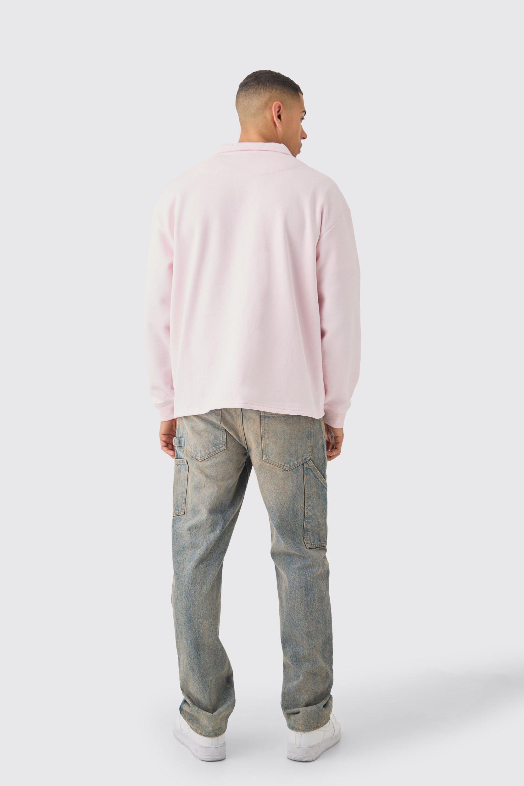 Oversized Revere Neck Rugby Polo | boohooMAN USA Product Image