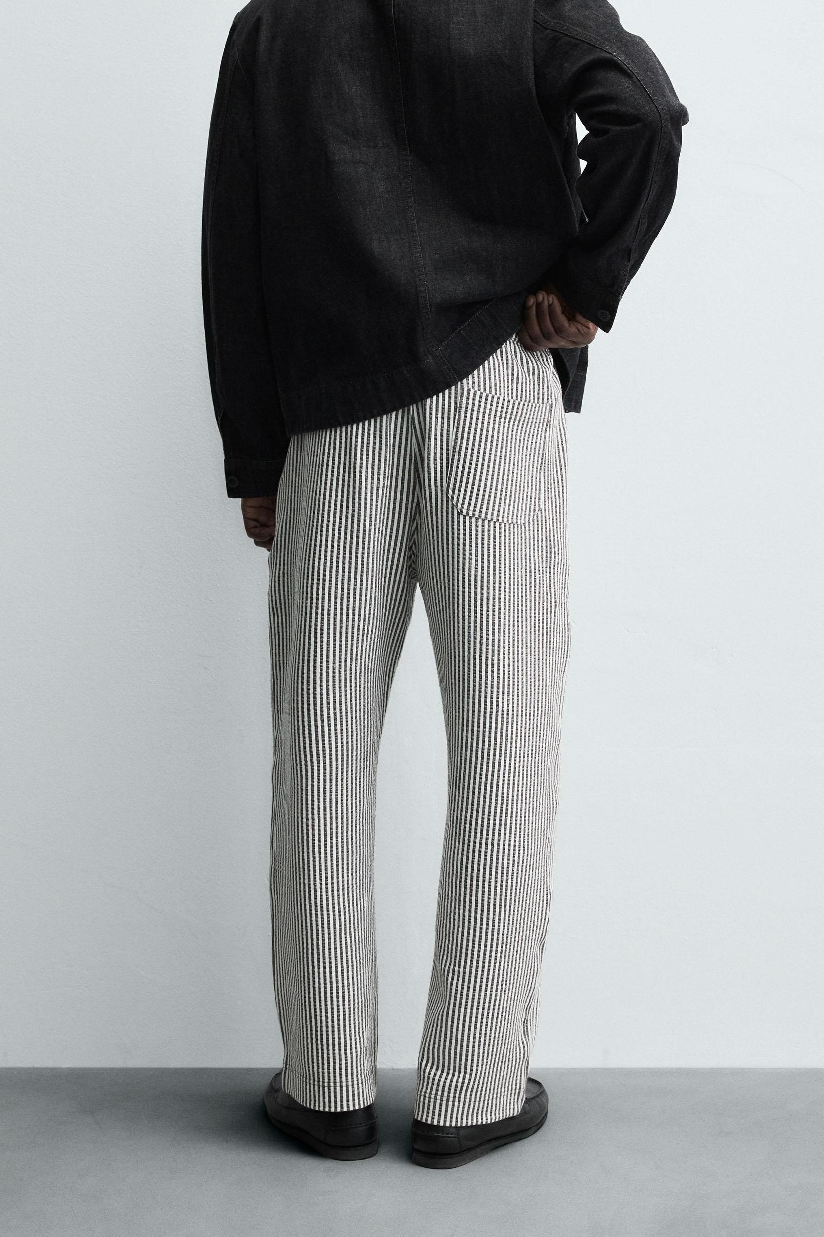 STRIPED SEERSUCKER COMFORT PANTS Product Image